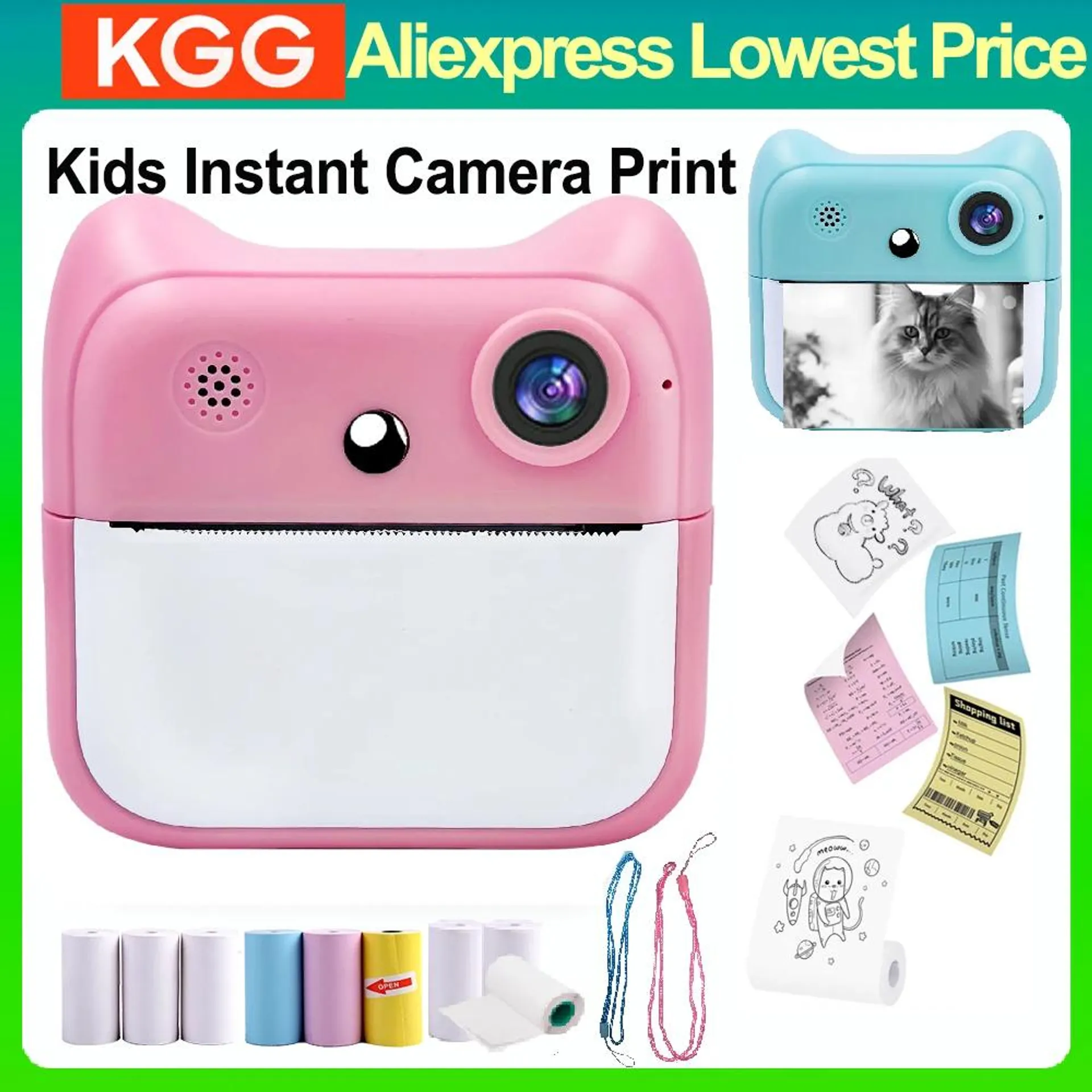 New Kids Instant Camera Thermal No Ink Print Toy for Girls Boys Children Digital Cameras for Photography Video Birthday Gift