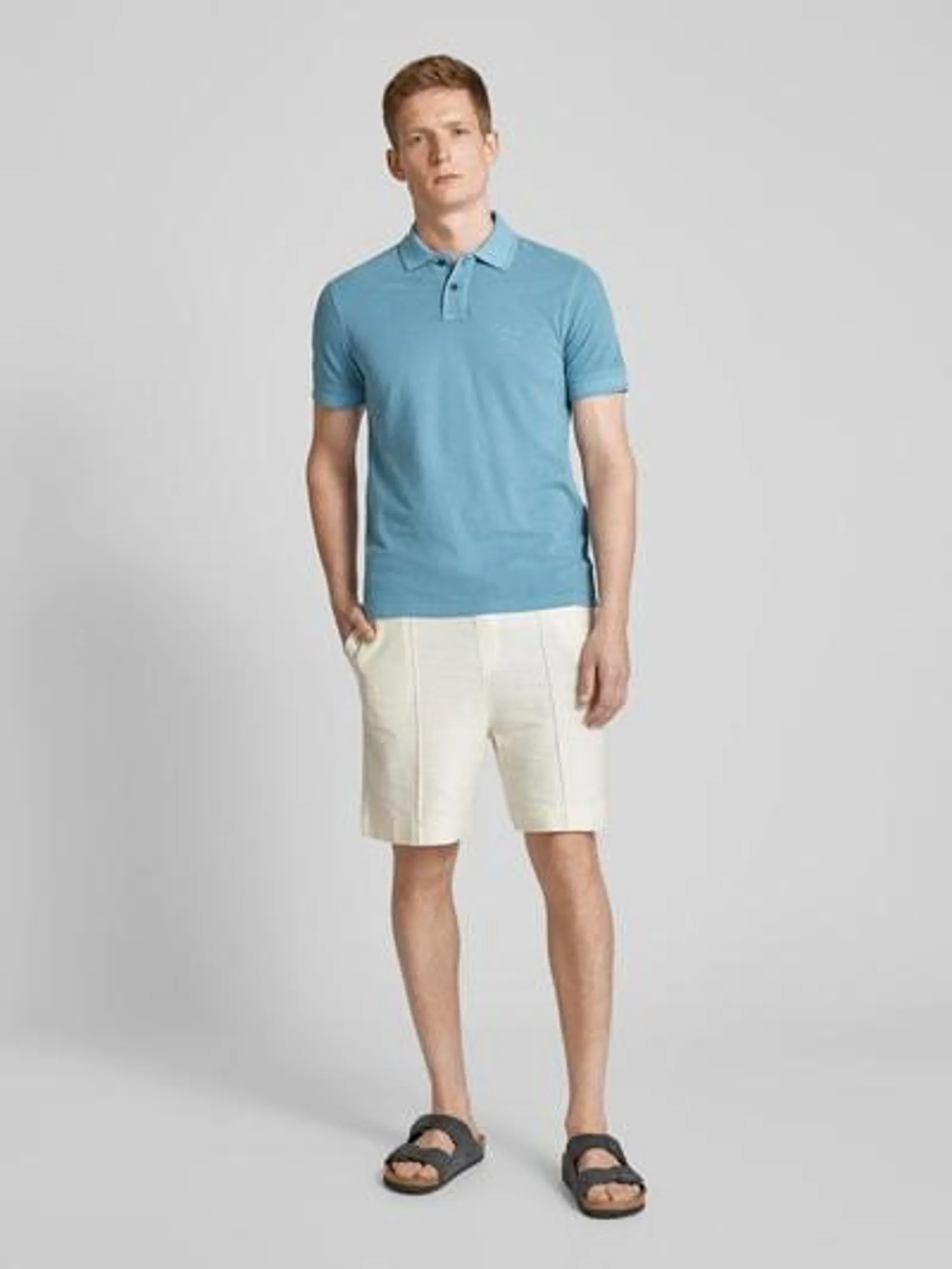 Poloshirt mit Label-Print Modell 'Prime' in ocean