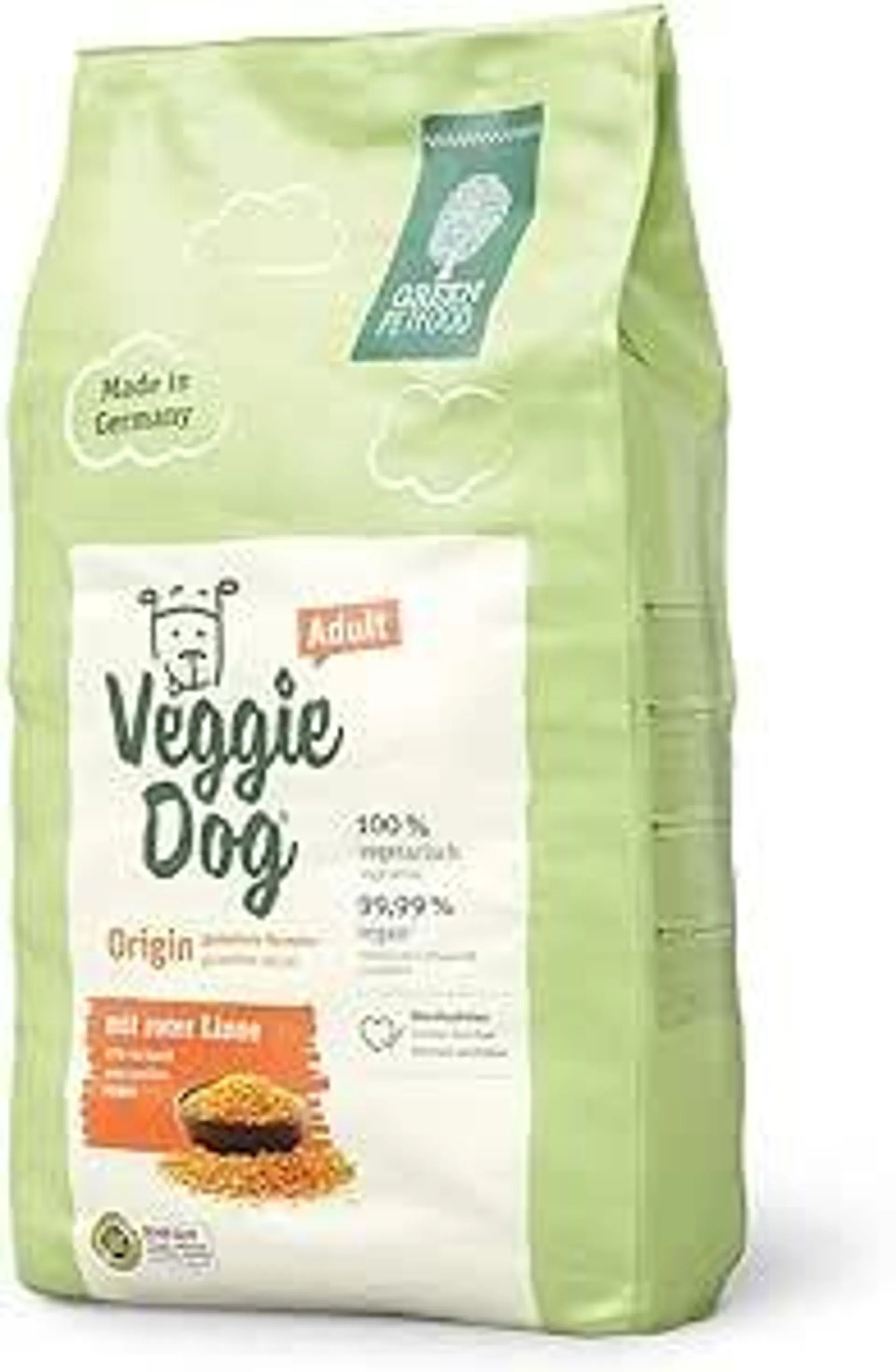 Green Petfood VeggieDog Origin (1 x 10 kg) | Adult | Premium Trockenfutter für ausgewachsene Hunde| 100% vegetarisch mit roter Linse | weizenfrei | nachhaltiges Hundefutter trocken | 1er Pack