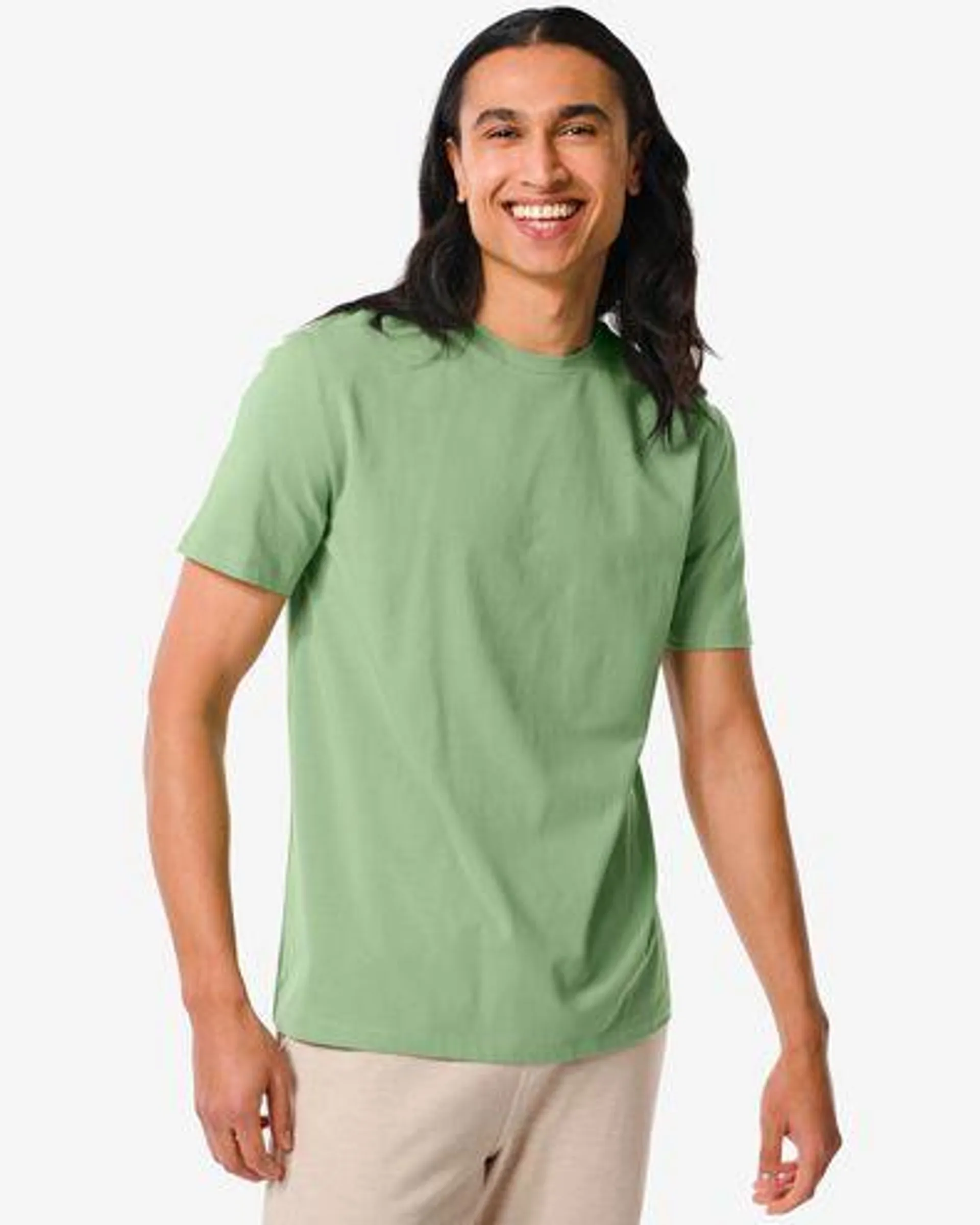 heren t-shirt regular fit o-hals groen