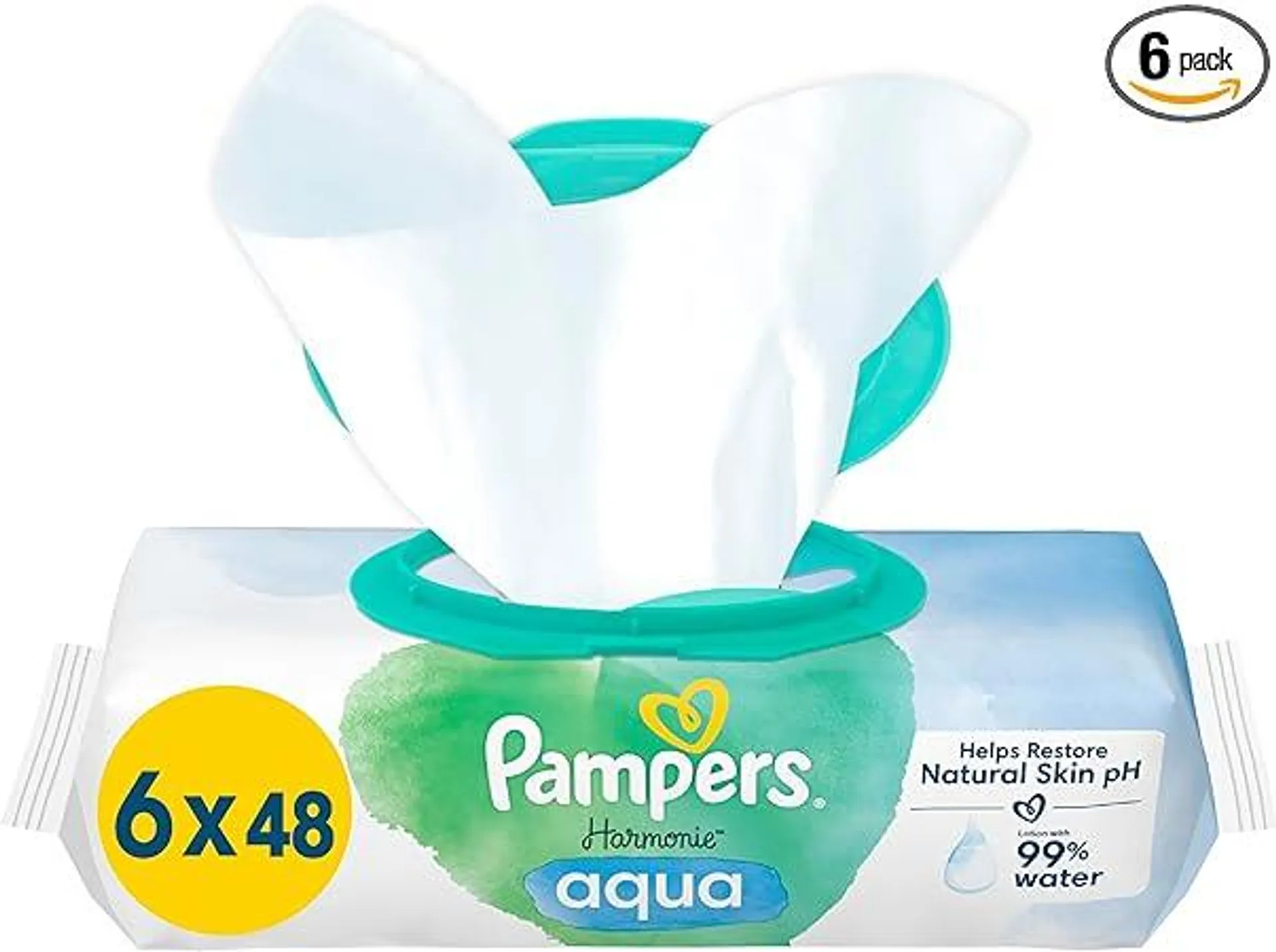 Pampers Harmonie Aqua Feuchttücher 6 Packungen - 288 Feuchttücher