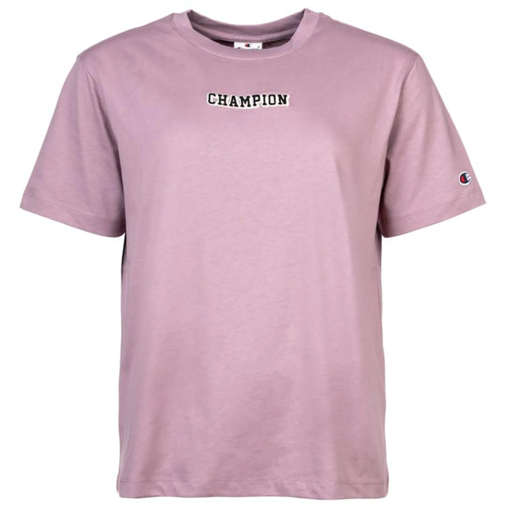Champion Damen T-Shirt - Crewneck, Rundhals, Kurzarm, Baumwolle, Logo, Einfarbig