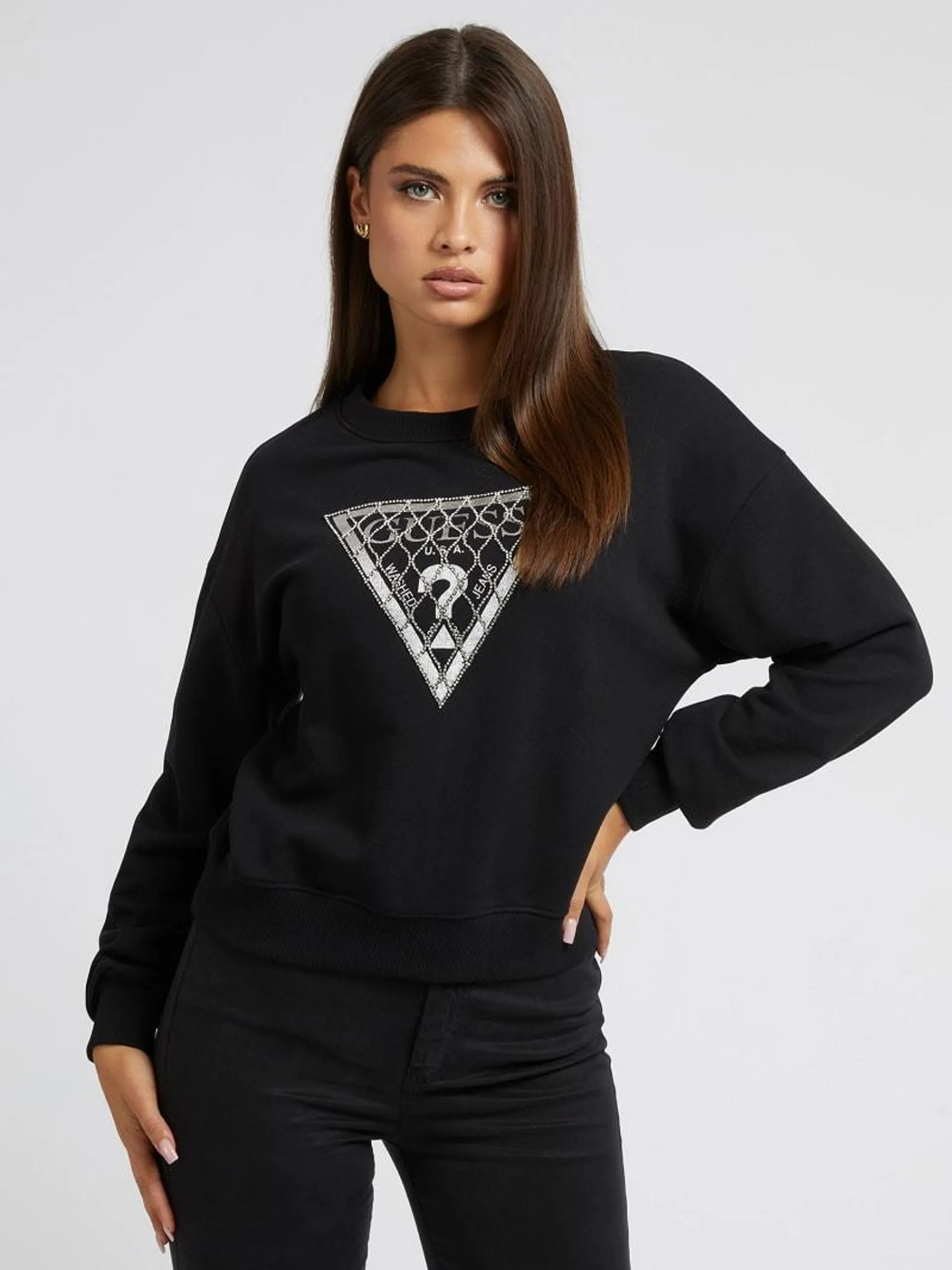 Sweatshirt mit crystal mesh