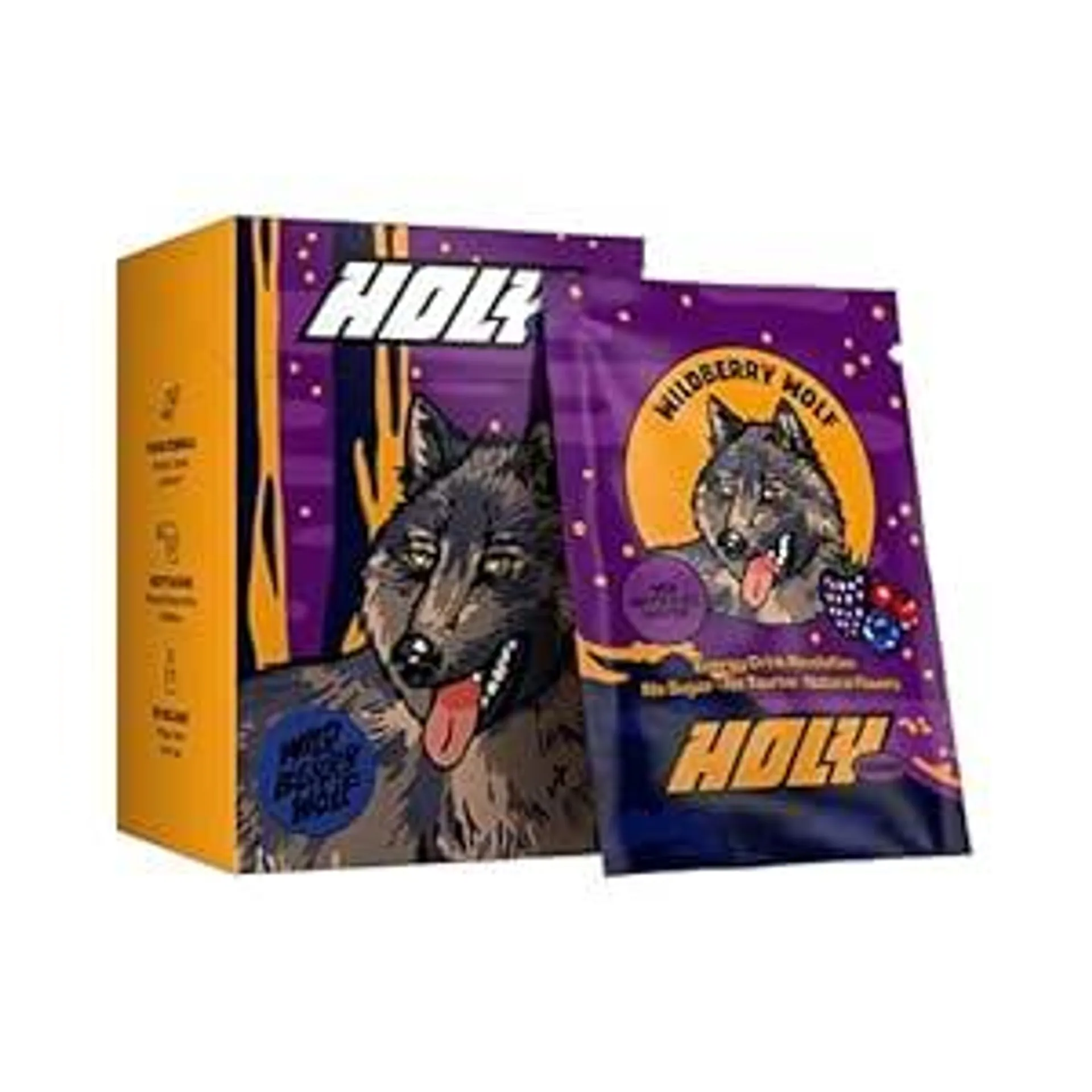 HOLY Energy Gaming Booster 10er Probier-Box 'Wildberry Wolf' mit Brombeere, Blaubeere & Johannisbeere Geschmack Pulver | 10 Portionen mit NewCaff & Grüntee Extrakt | Focus Drink | Vegan