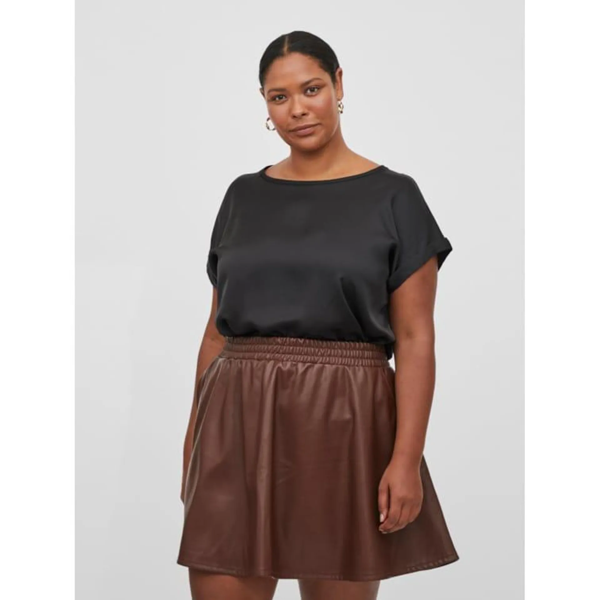 Vila Satin Blusen T-Shirt Plus Size Übergrößen Basic Glänzend VIELLETTE
