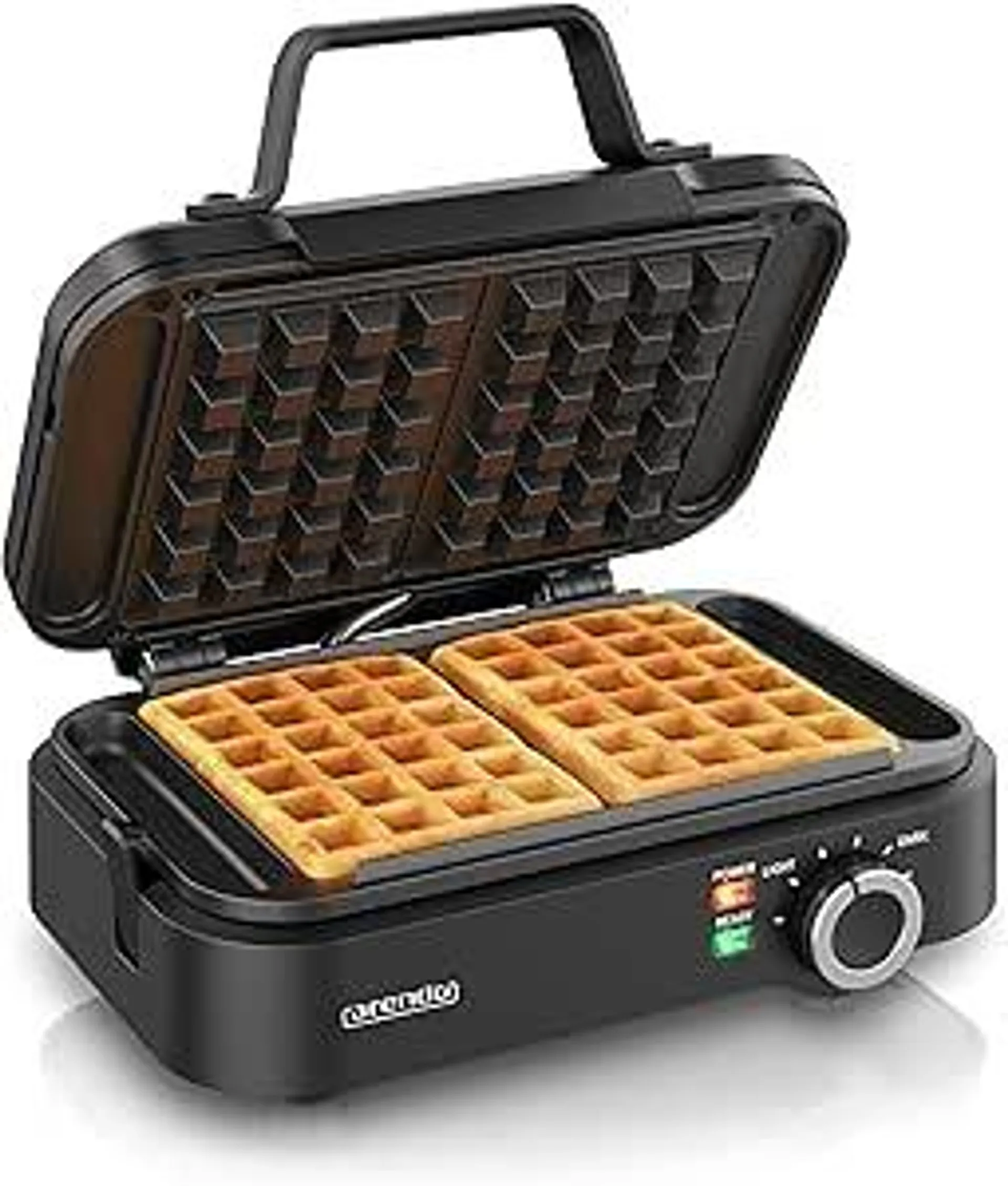 Arendo - Waffeleisen doppelt - belgische Waffeln - 1200 Watt – Waffelautomat – 2 Waffeln 12,6 x 8,6 cm - Antihaftbeschichtung – belgische Waffeln - Thermostat – Überhitzungsschutz - BPA und PFOA frei