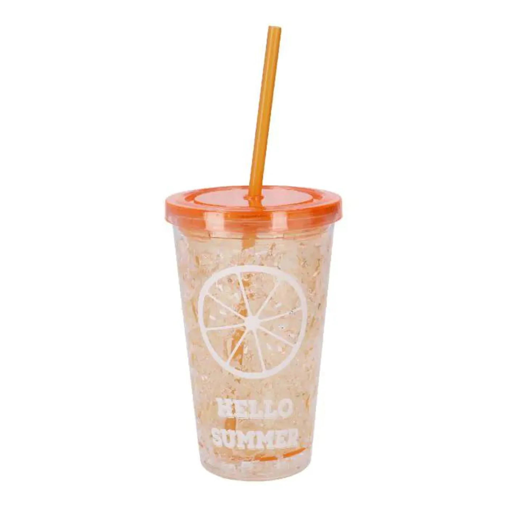 Becher mit Strohhalm Frucht, Orange