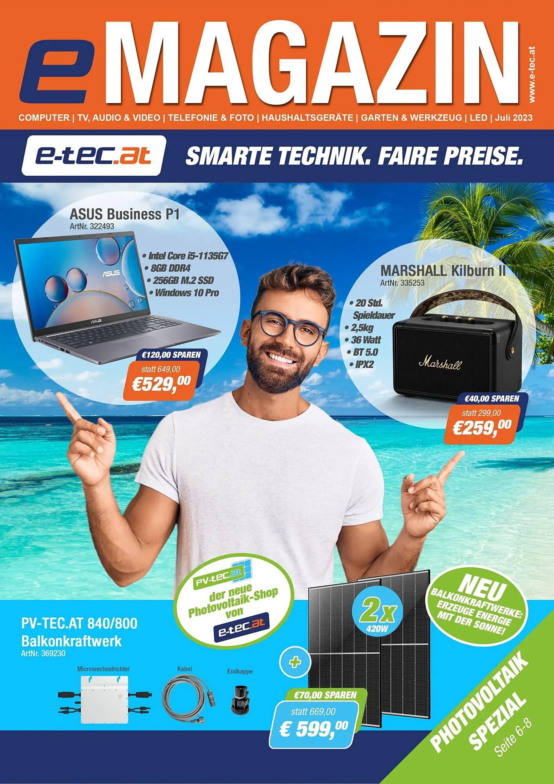 e-tec Flugblatt von 13. Juli bis 31. Juli 2023 - Flugblätt seite  1