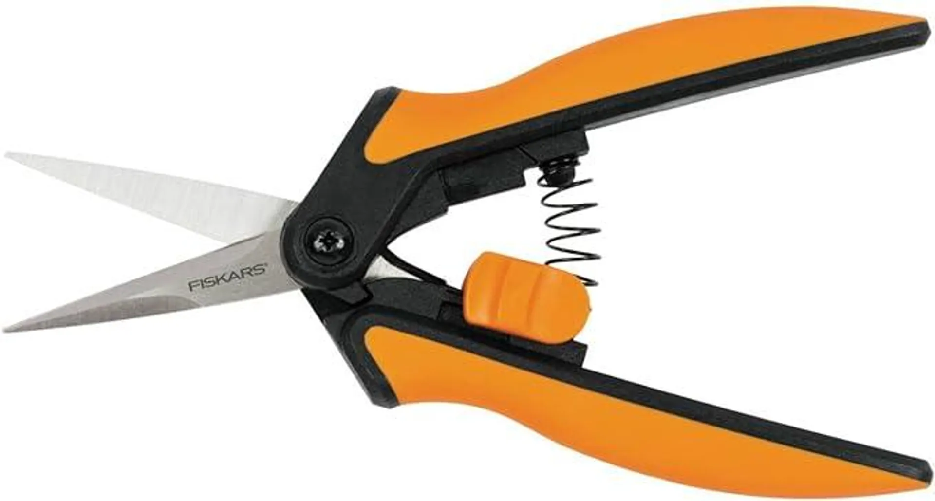 Fiskars Microtip Gartenschere SP13, Länge: 21,5 cm, Hochwertige Stahlklingen/Kunststoff Griff, Schwarz/Orange, Solid, 1051600