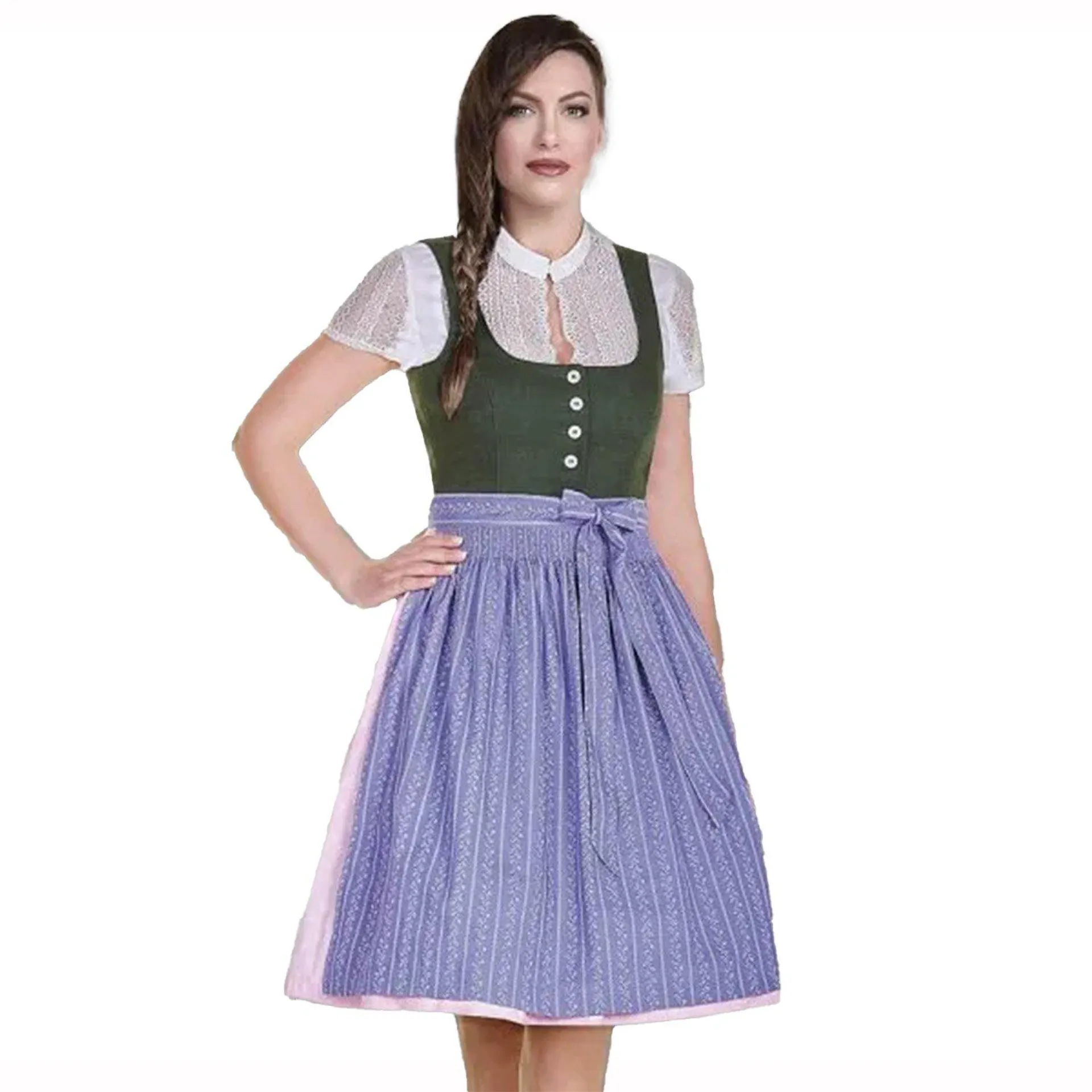 Damen Dirndl “Ausseer” (60 cm), Grün-Violett