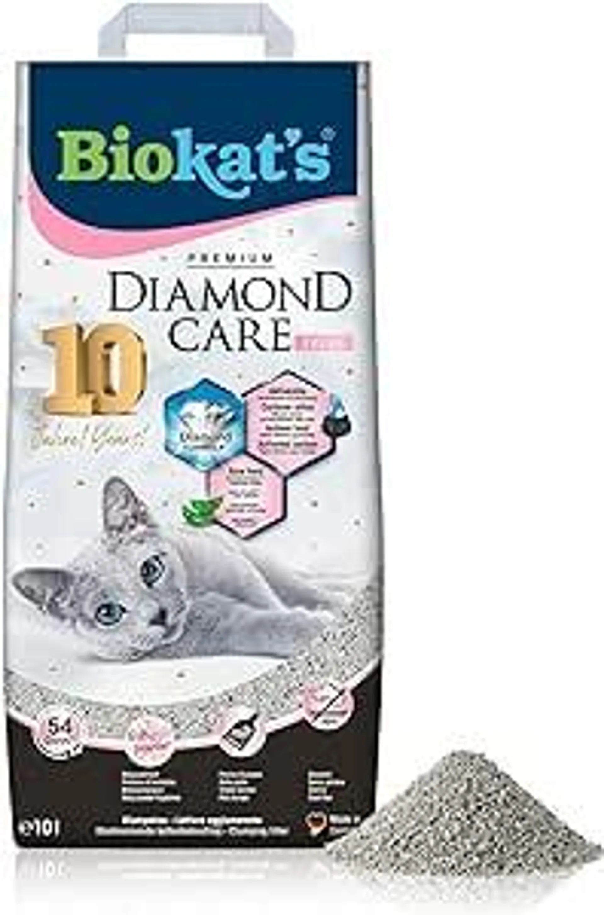 Biokat's Diamond Care Fresh Katzenstreu mit Babypuder-Duft - Feine Klumpstreu aus Bentonit mit Aktivkohle und Aloe Vera - 1 Sack (1 x 10 L)