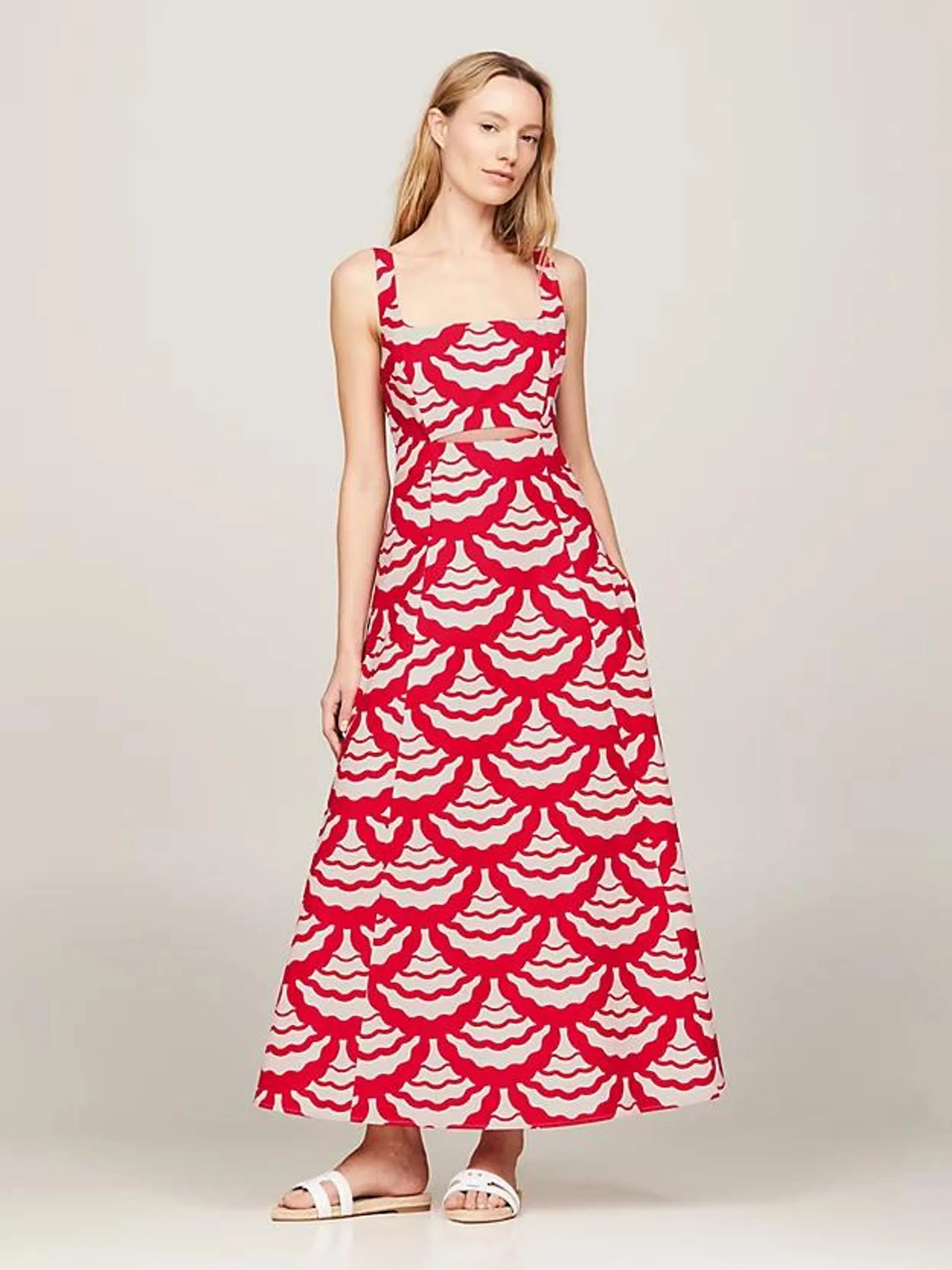 Maxi-Trägerkleid mit Cut-out und Print