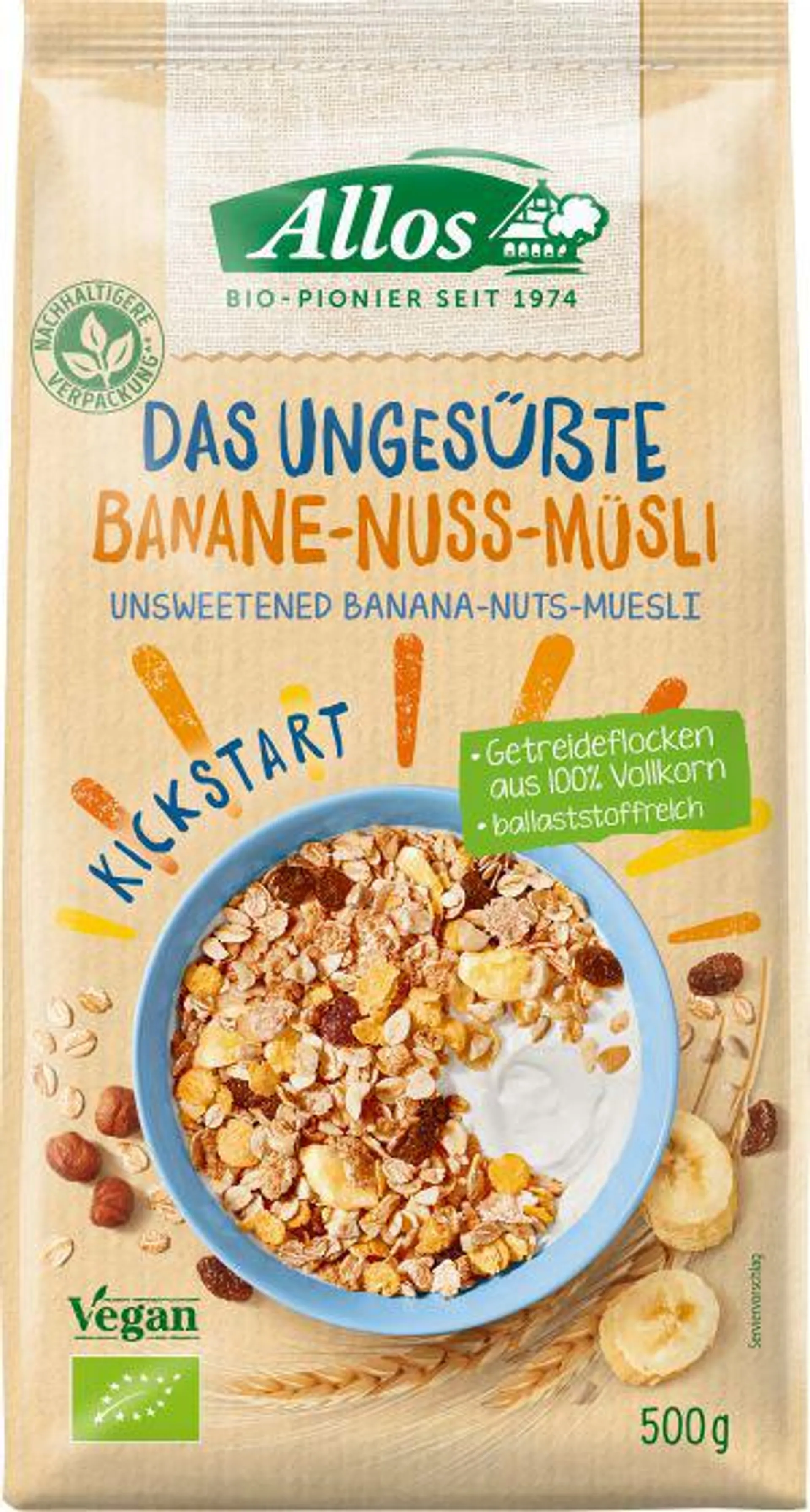 Allos Ungesüßte Banane-Nuss-Müsli 500g