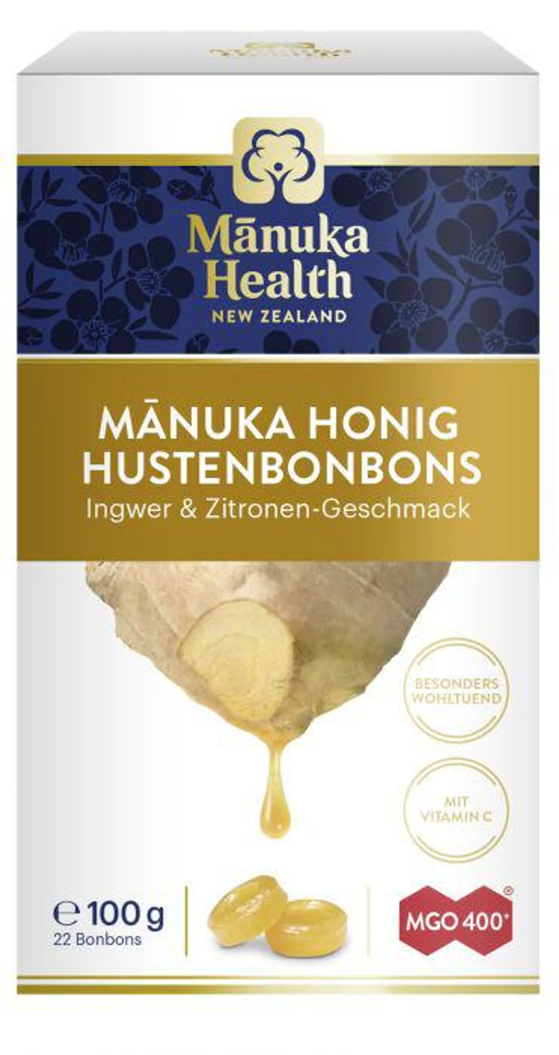 Manuka Health Manuka Honig Hustenbonbons MGO400+ Ingwer Zitrone 100g
