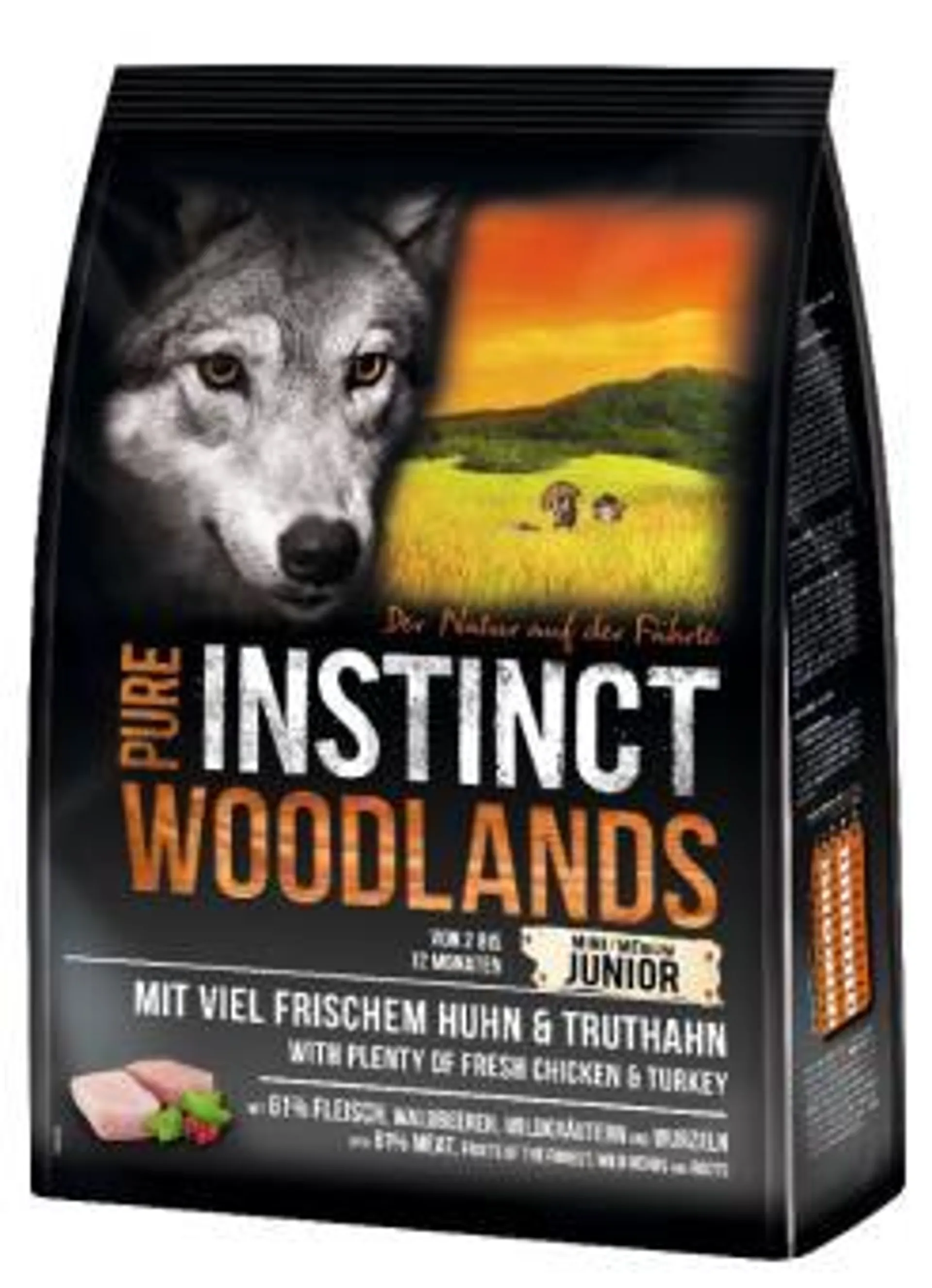 PURE INSTINCT Woodlands Junior Mini /Medium 1kg mit Huhn und Truthahn