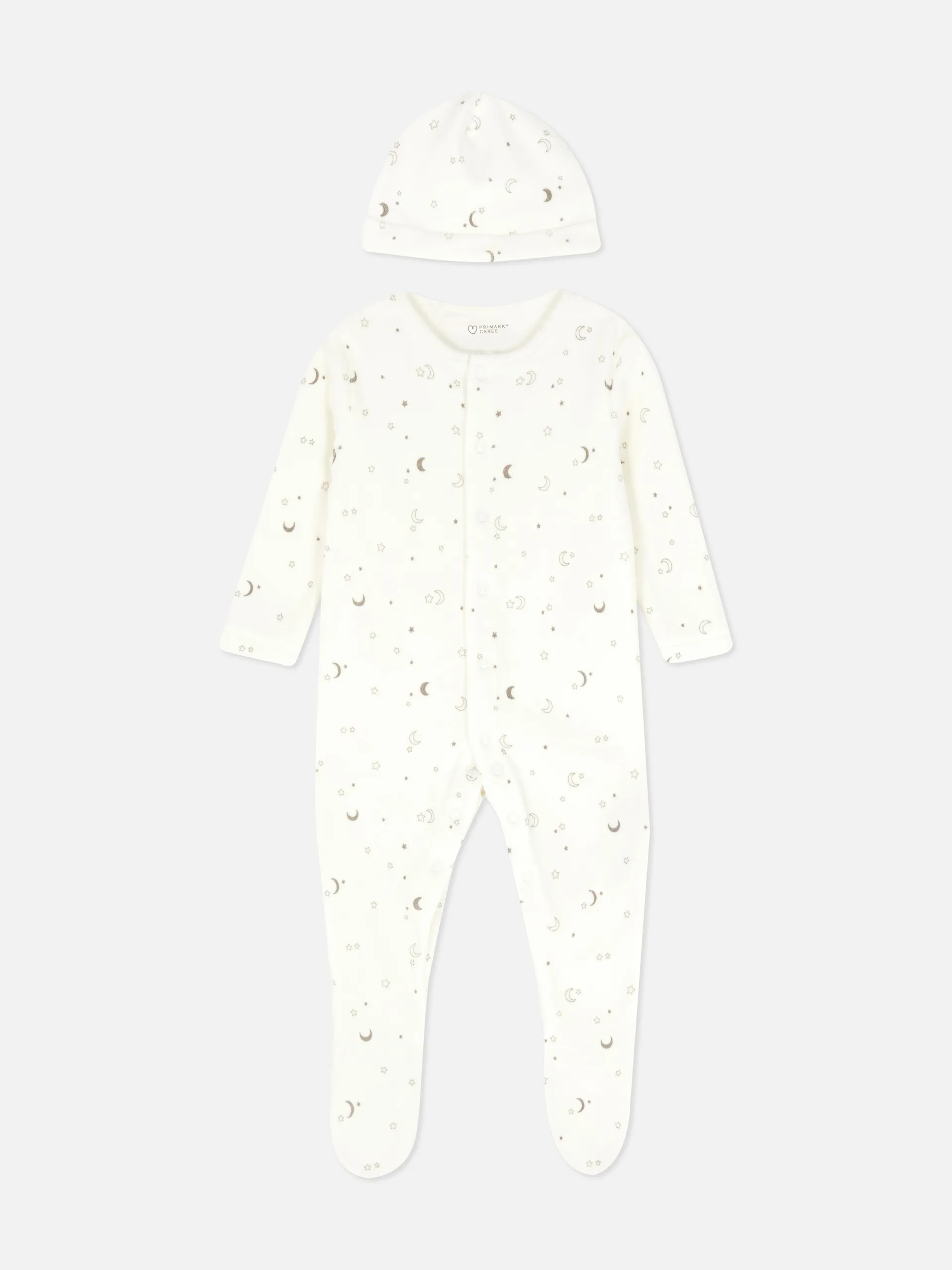 Set aus Schlafanzug und Mütze aus Velours mit Himmelsprint