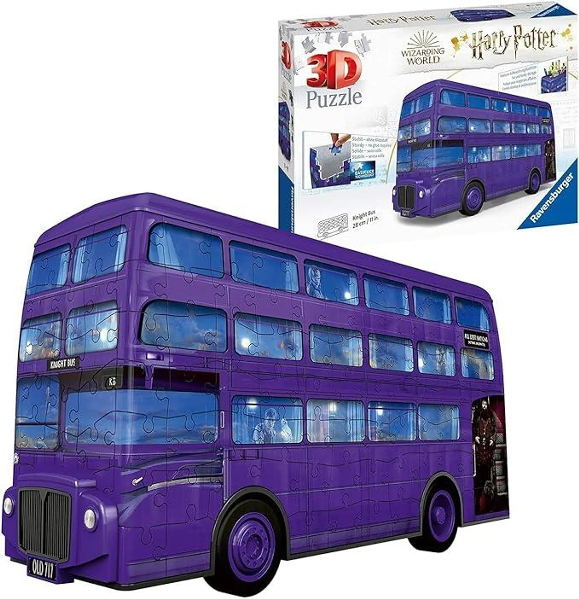 Ravensburger 3D Puzzle 11158 - Knight Bus Harry Potter - Der Fahrende Ritter als 3D Puzzle Fahrzeug - 216 Teile - ab 8 Jahren, Violett