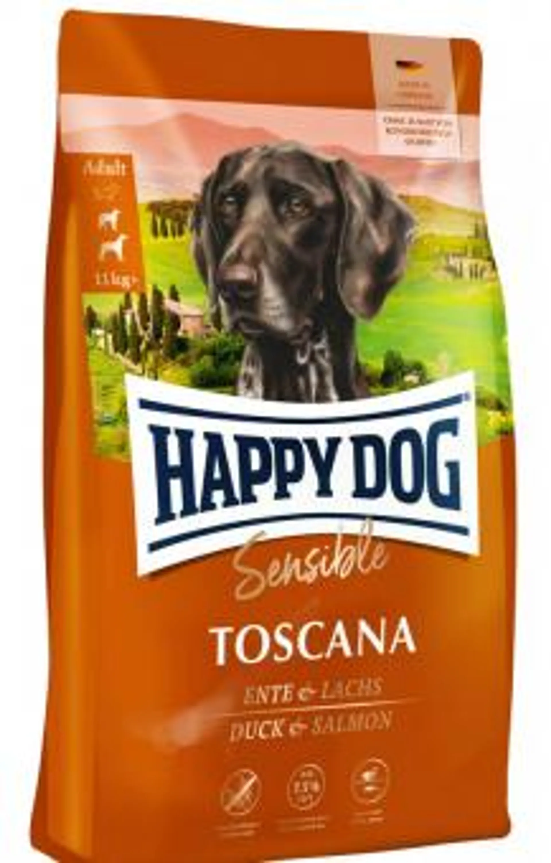 HAPPY DOG Sensible Toscana 4kg mit Ente & Lachs