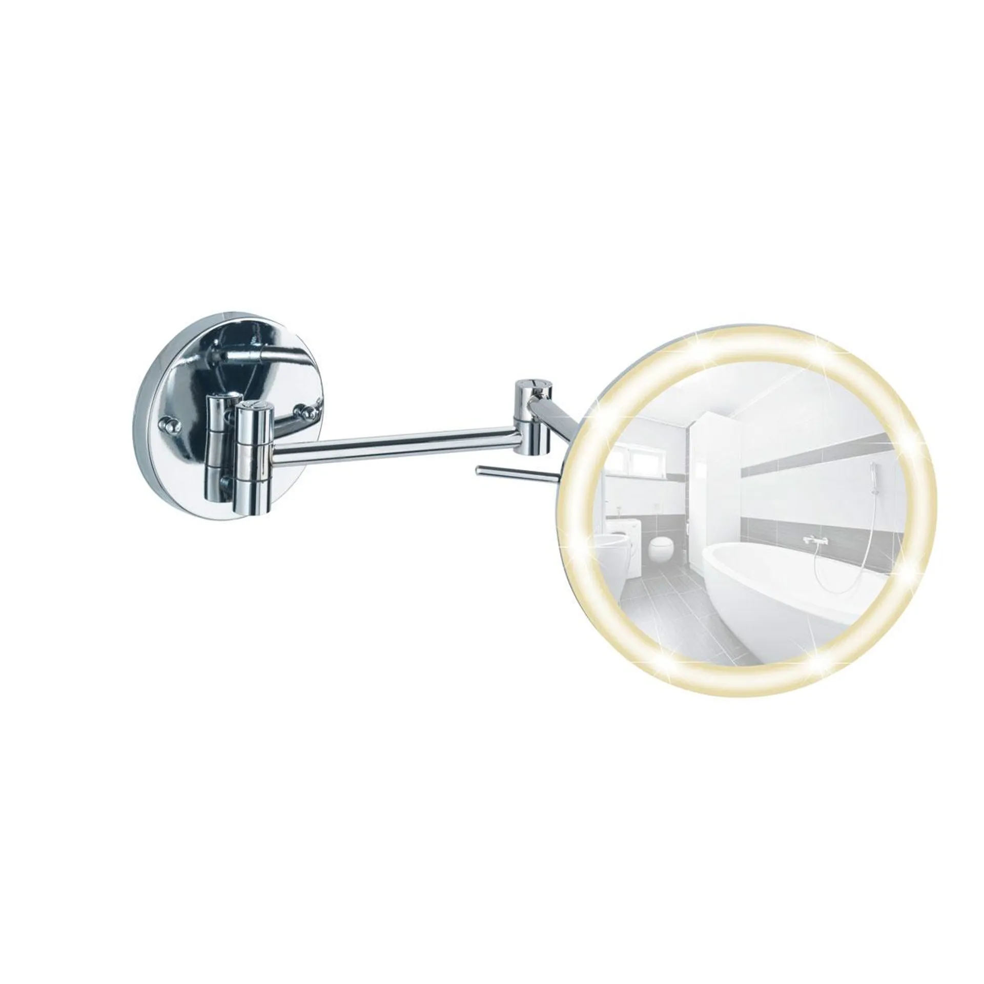 Wenko Power-Loc LED Wandspiegel Aura Befestigen ohne bohren mit hochwertigem Acrylrahmen