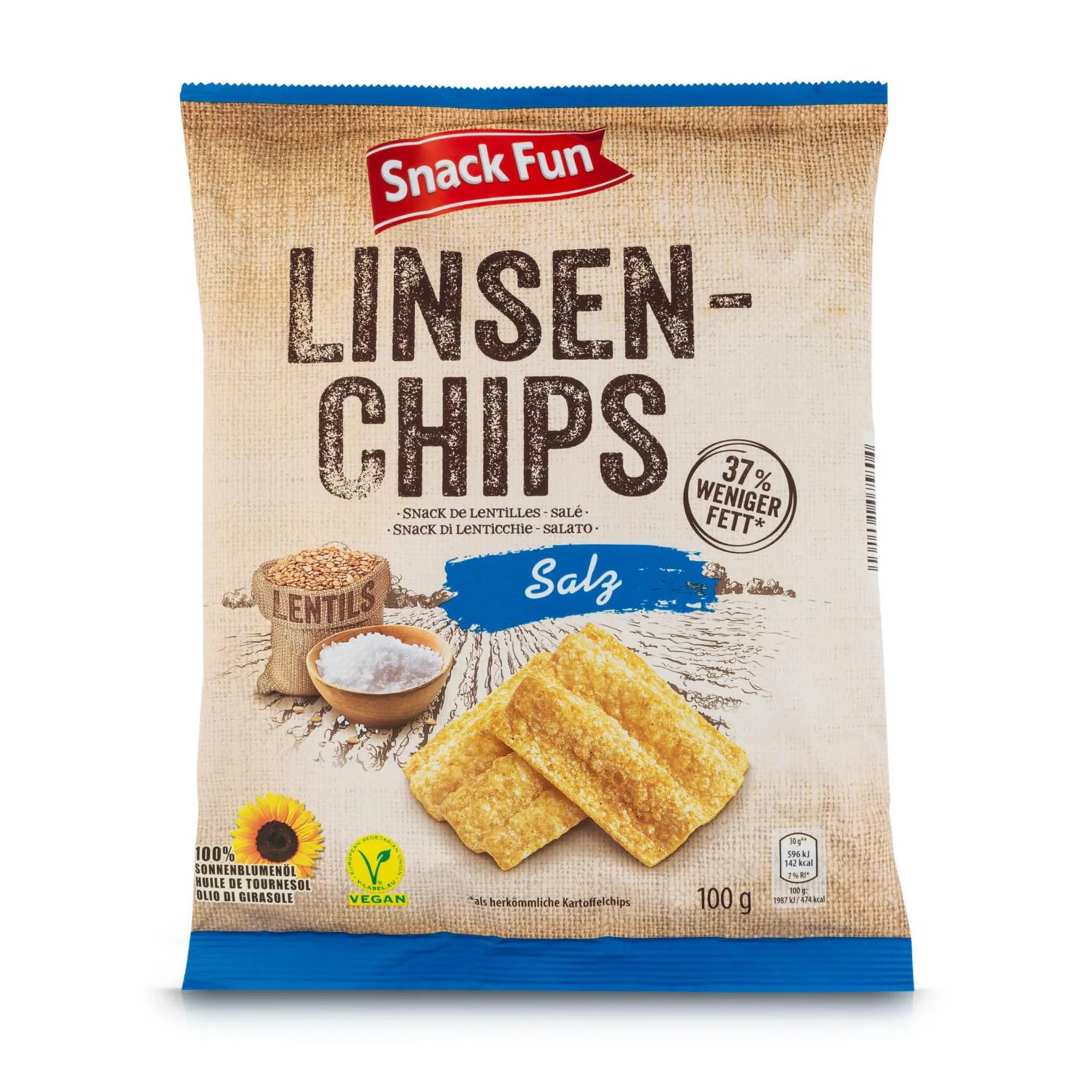 SNACK FUN Linsenchips, Salz