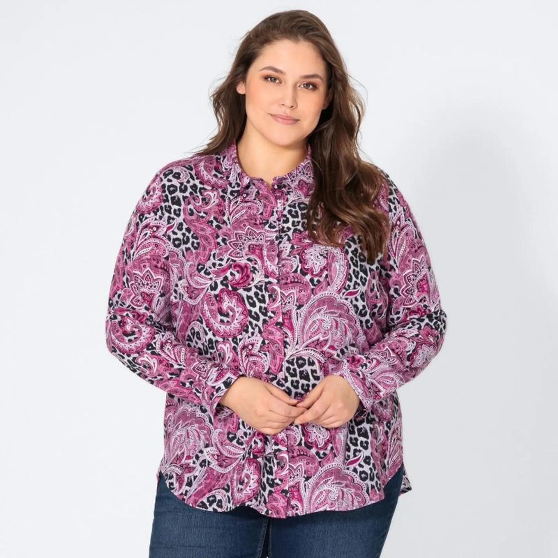 Damen-Bluse mit modischem Druck, große Größen