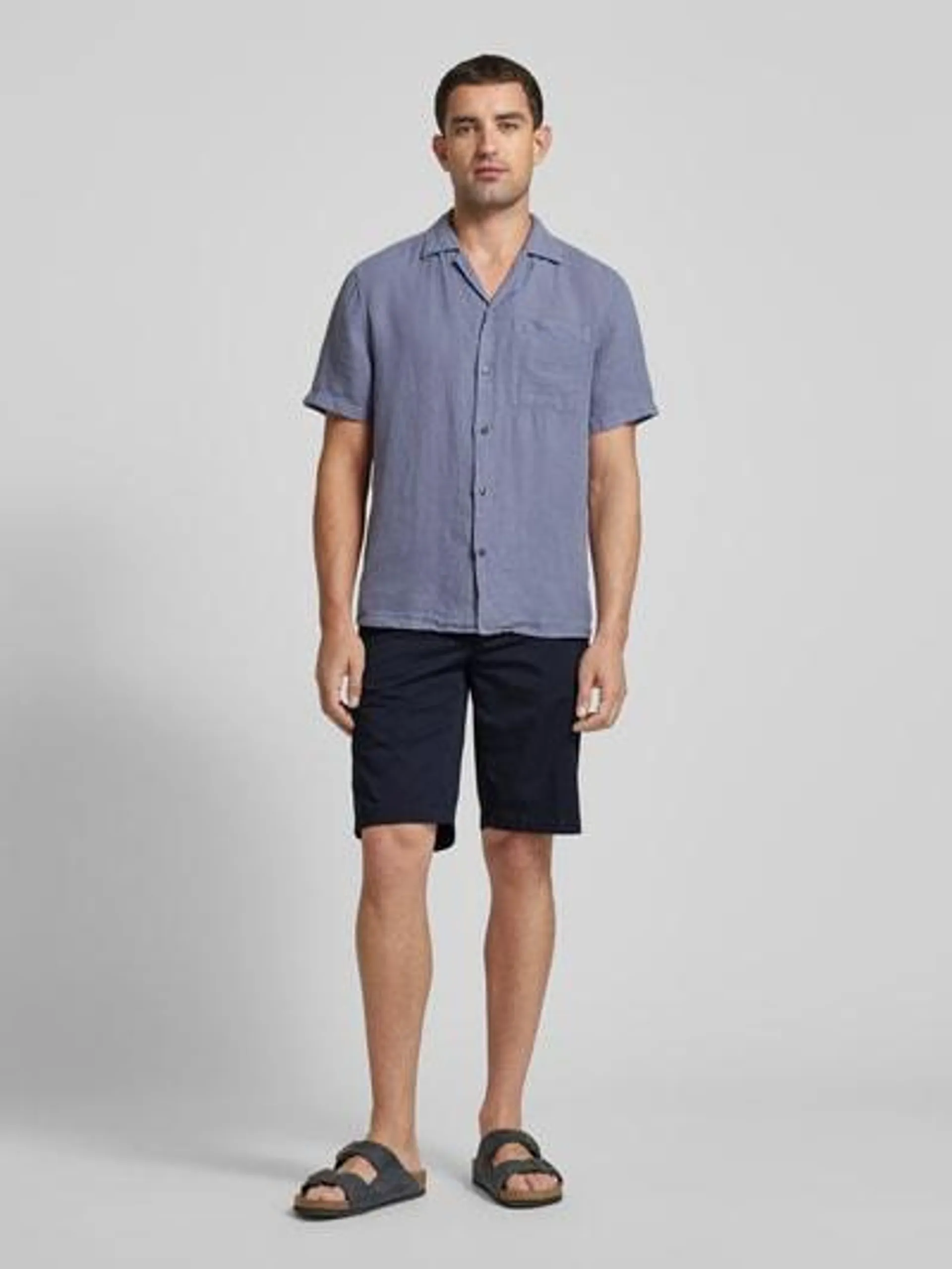 Regular Fit Chino-Shorts mit Gesäßtaschen Modell 'BOZEN' in dunkelblau