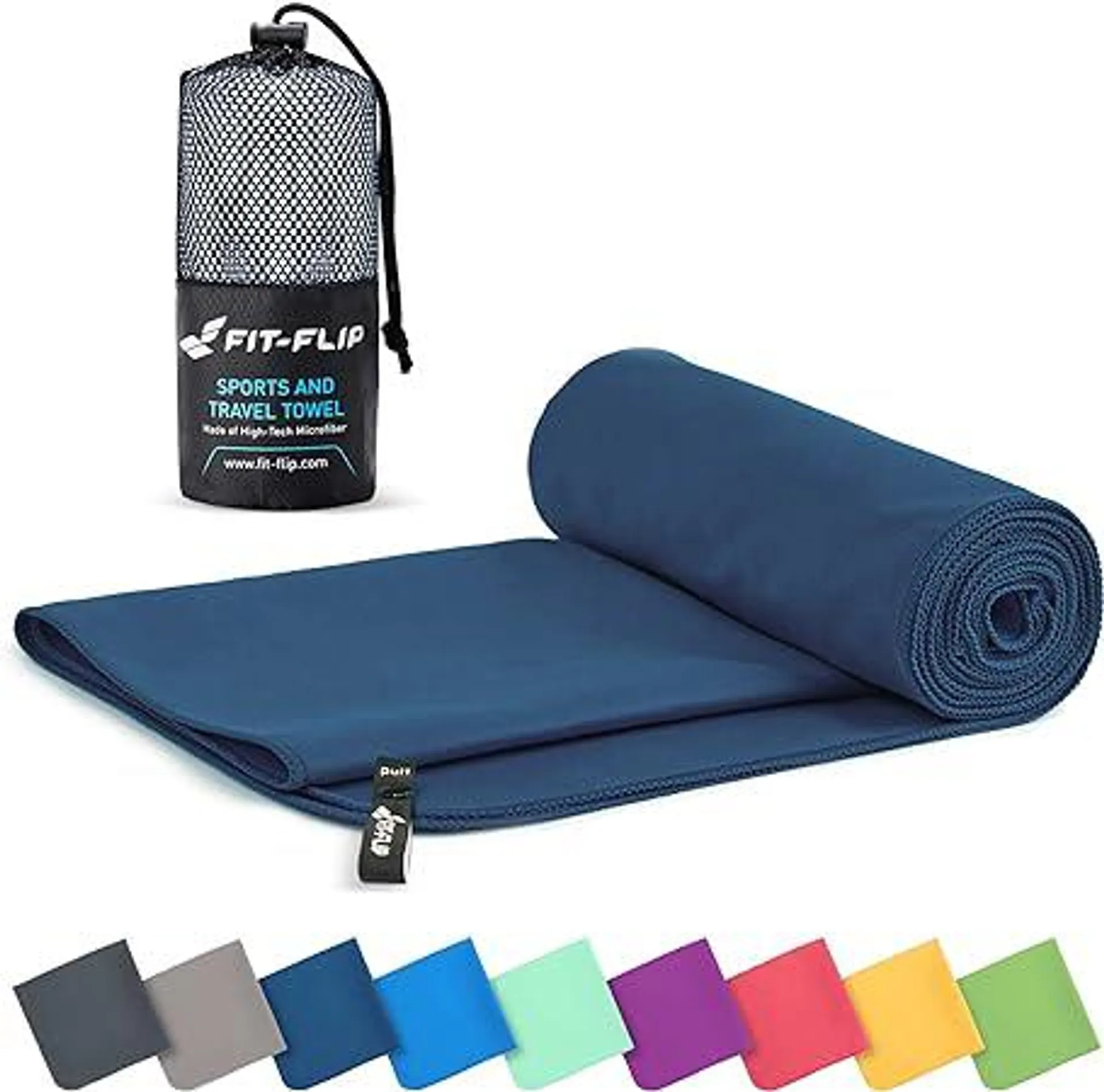 Fit-Flip Mikrofaser Handtuch - kompakte Microfaser Handtücher - ideal als Sporthandtuch, Reisehandtuch, Strandtuch - schnelltrocknend und leicht - Badetuch groß - Sport, Fitness, Sauna