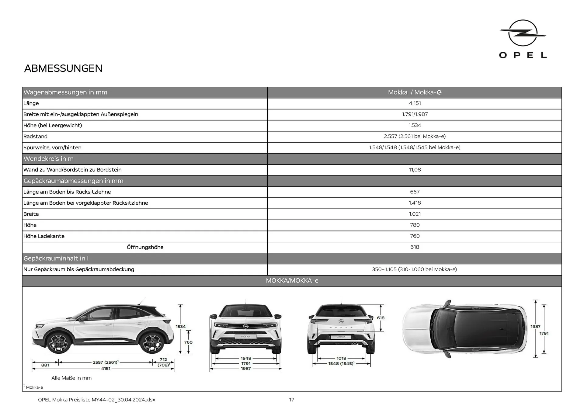 Opel Mokka Flugblatt von 16. Mai bis 15. Mai 2025 - Flugblätt seite  17