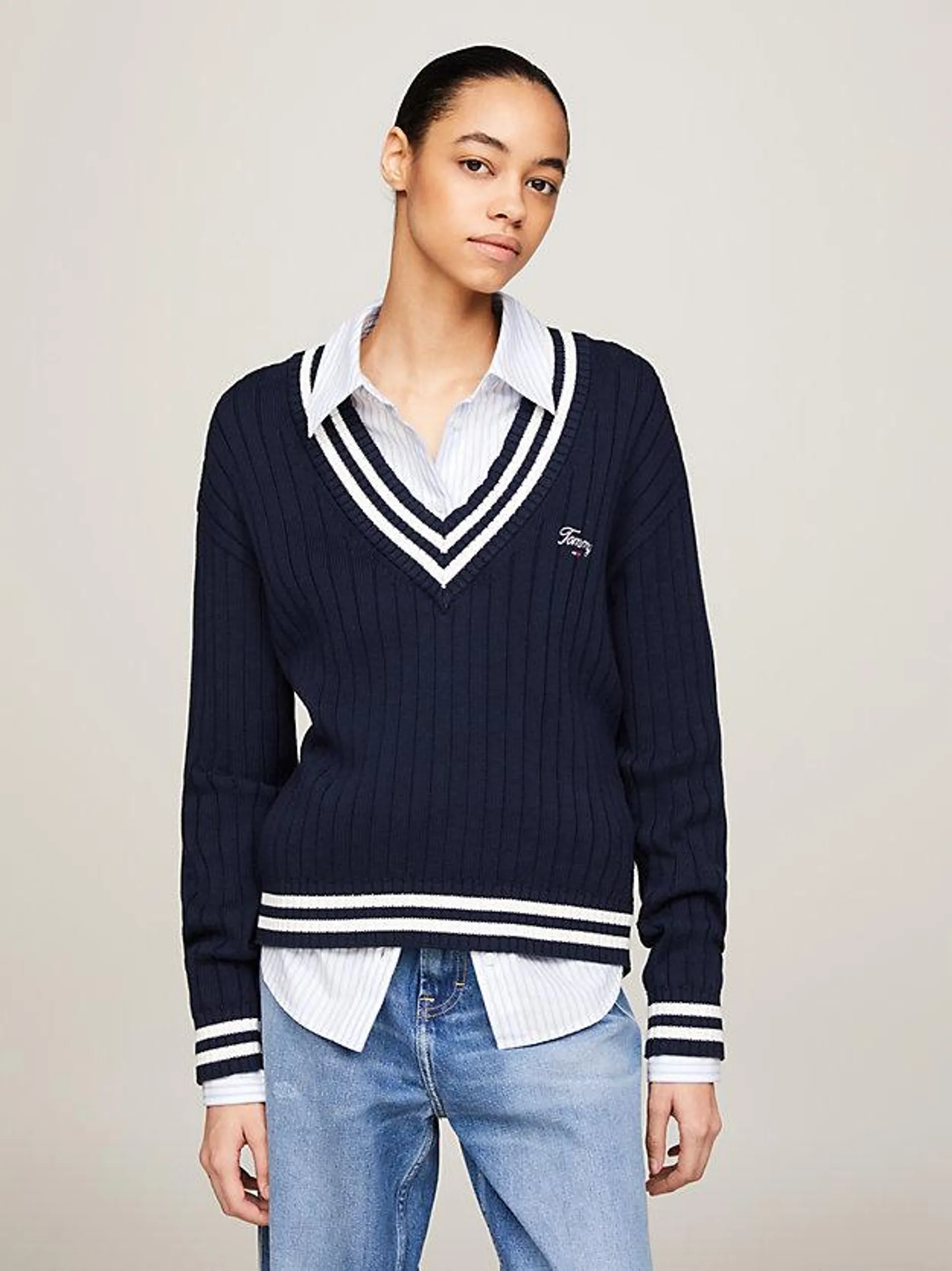 Relaxed Fit gerippter Pullover