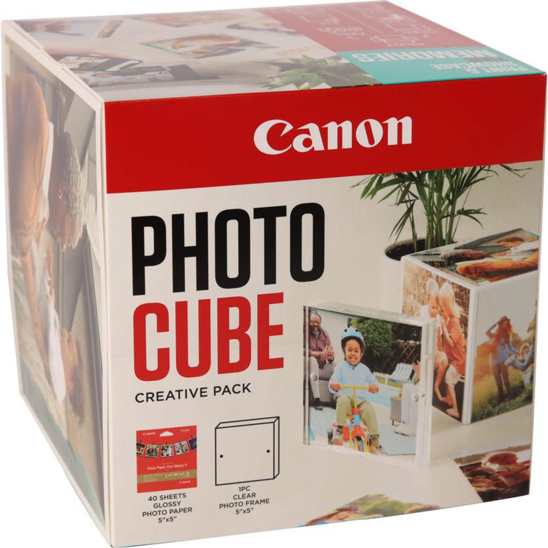 Canon Photo Cube und Frame + PP-201 Fotopapier Plus Glossy II 13 x 13 cm (40 Blatt) – Creative Pack, Blau