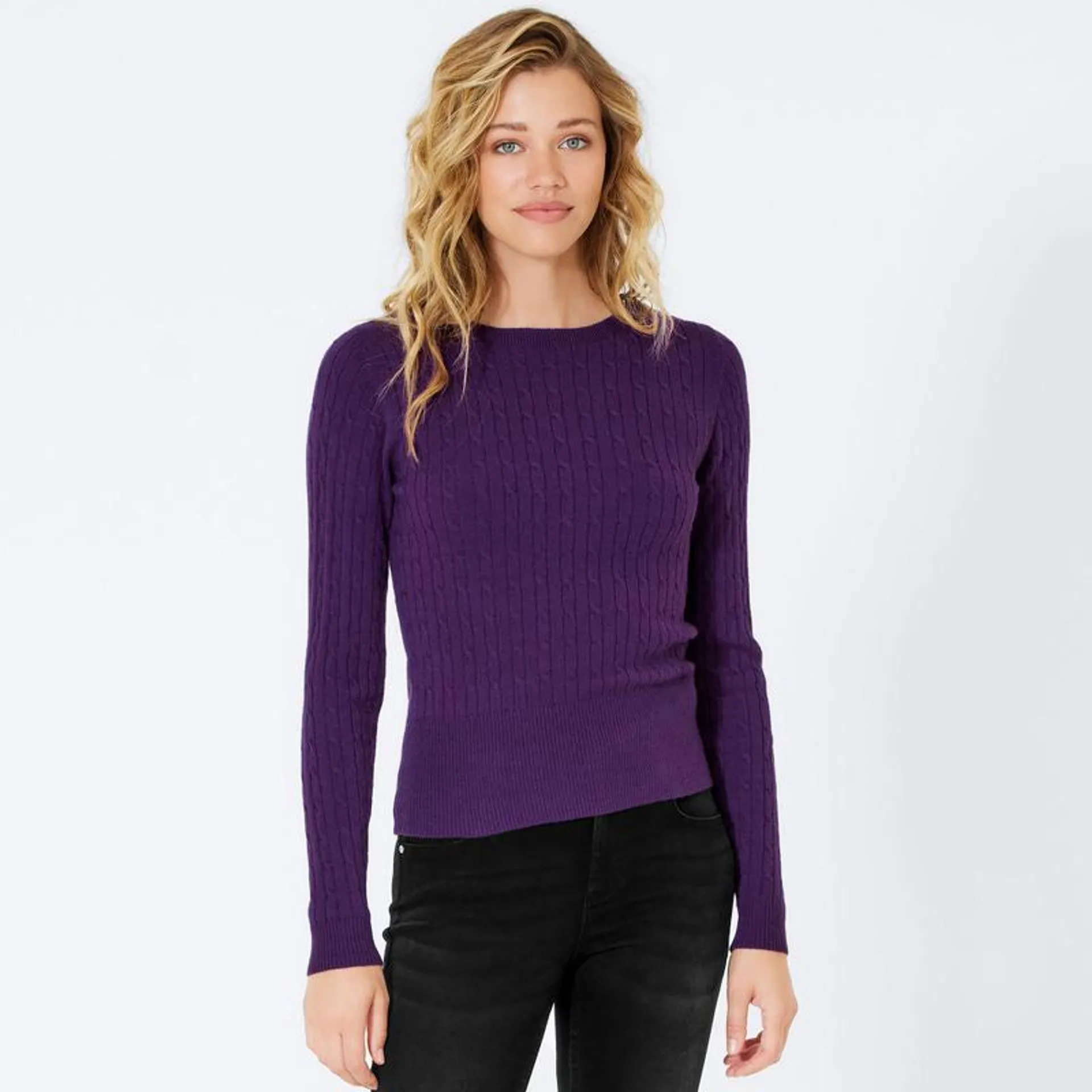 Damen-Feinstrick-Pullover mit elastischem Bund