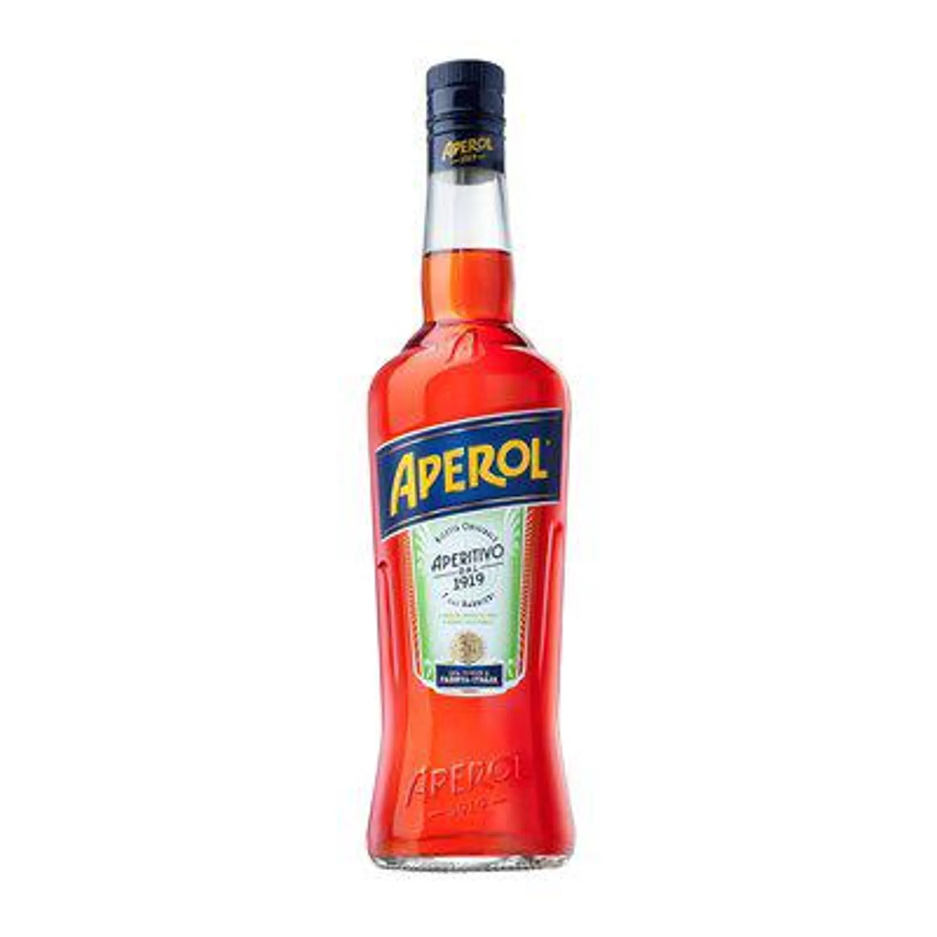 Aperol hat einen unvergleichlich fruchtig-bitteren Geschmack und ist dafür seit 1919 berühmt. Der Aperitif eignet sich zum pur Trinken oder auf Eis.