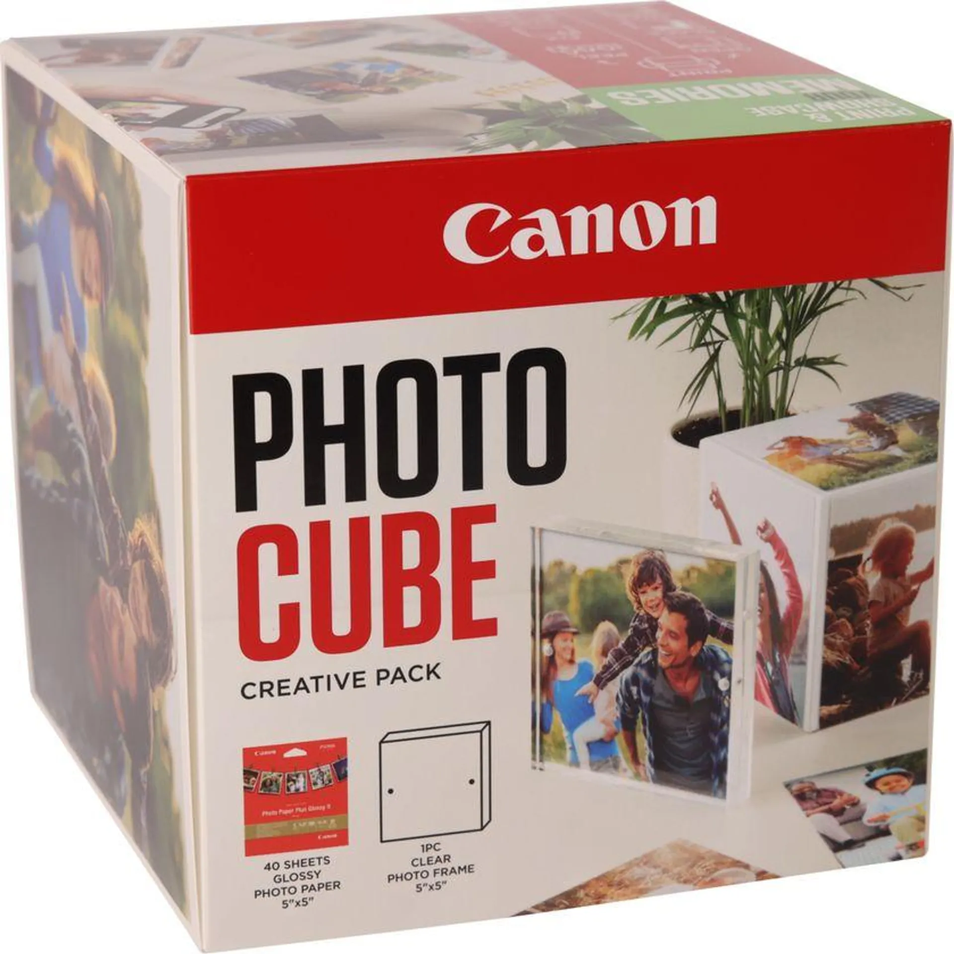 Canon Photo Cube und Frame + PP-201 Fotopapier Plus Glossy II 13 x 13 cm (40 Blatt) – Creative Pack, Grün