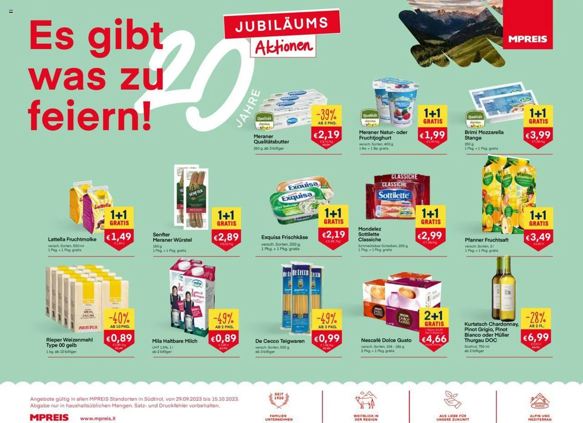 MPreis Flugblatt von 29. September bis 15. Oktober 2023 - Flugblätt seite  1