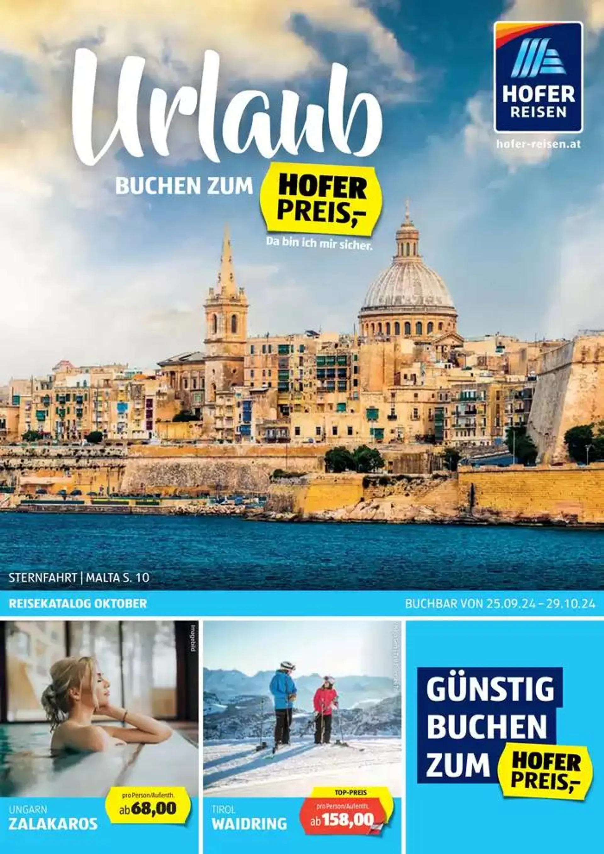 Blättern Sie online im HOFER REISEN Katalog von 18. Oktober bis 1. November 2024 - Flugblätt seite  1