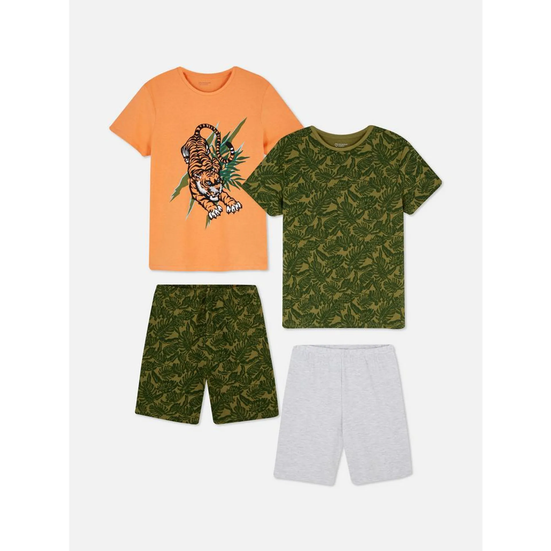 Pyjama aus T-Shirt und Shorts mit Tiger, 2er-Pack