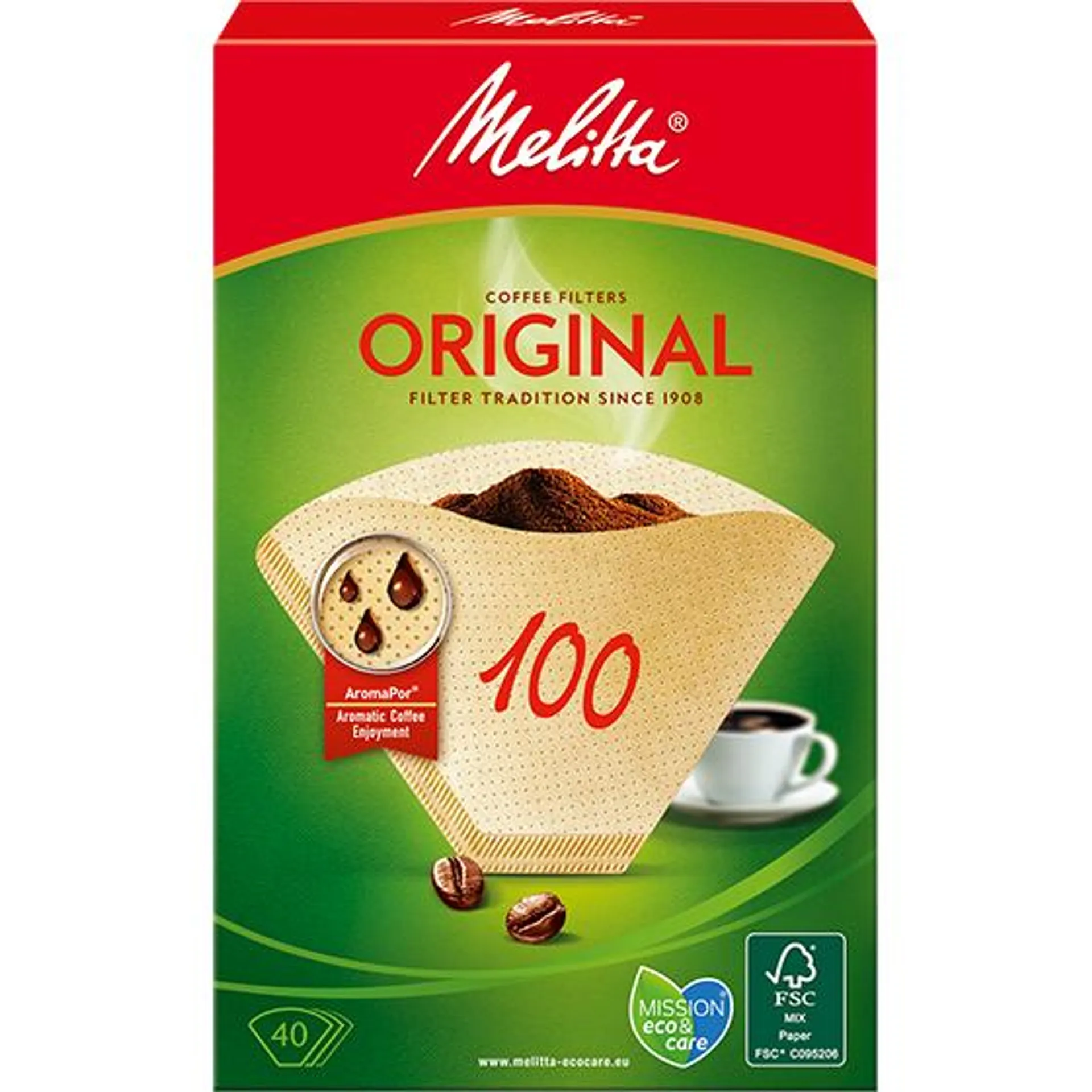 Melitta® Filtertüten® Original, 100, braun, 40 St.