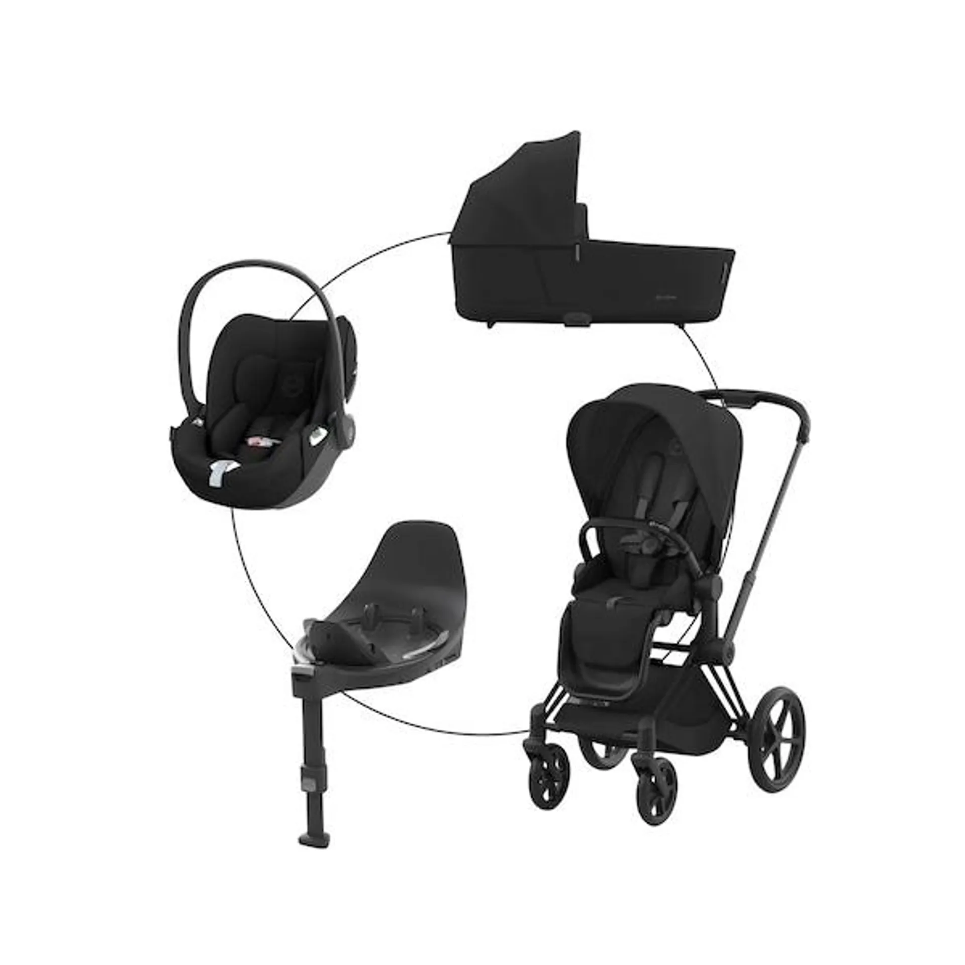 Kombikinderwagen PRIAM Travel-Set inkl. Babyschale Cloud T i-Size und Isofix-Basis Base T