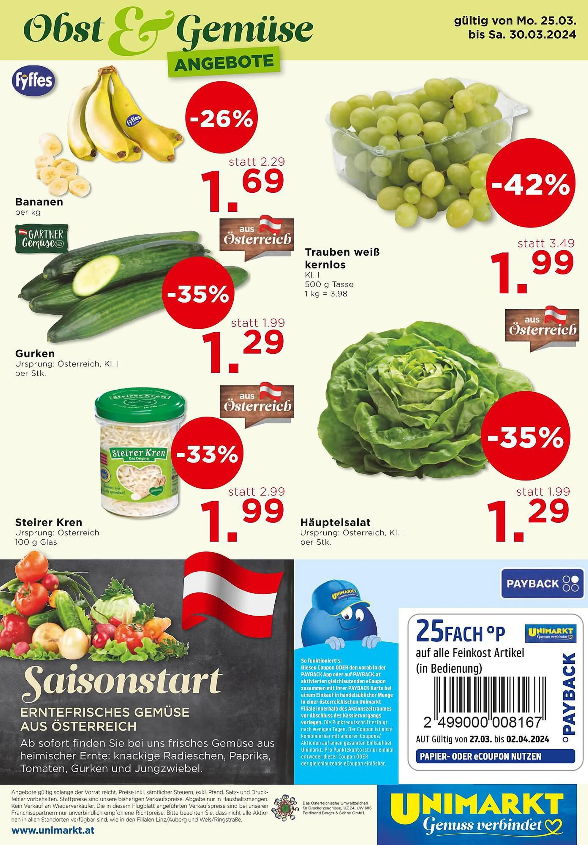 Unimarkt Flugblatt von 27. März bis 2. April 2024 - Flugblätt seite  16