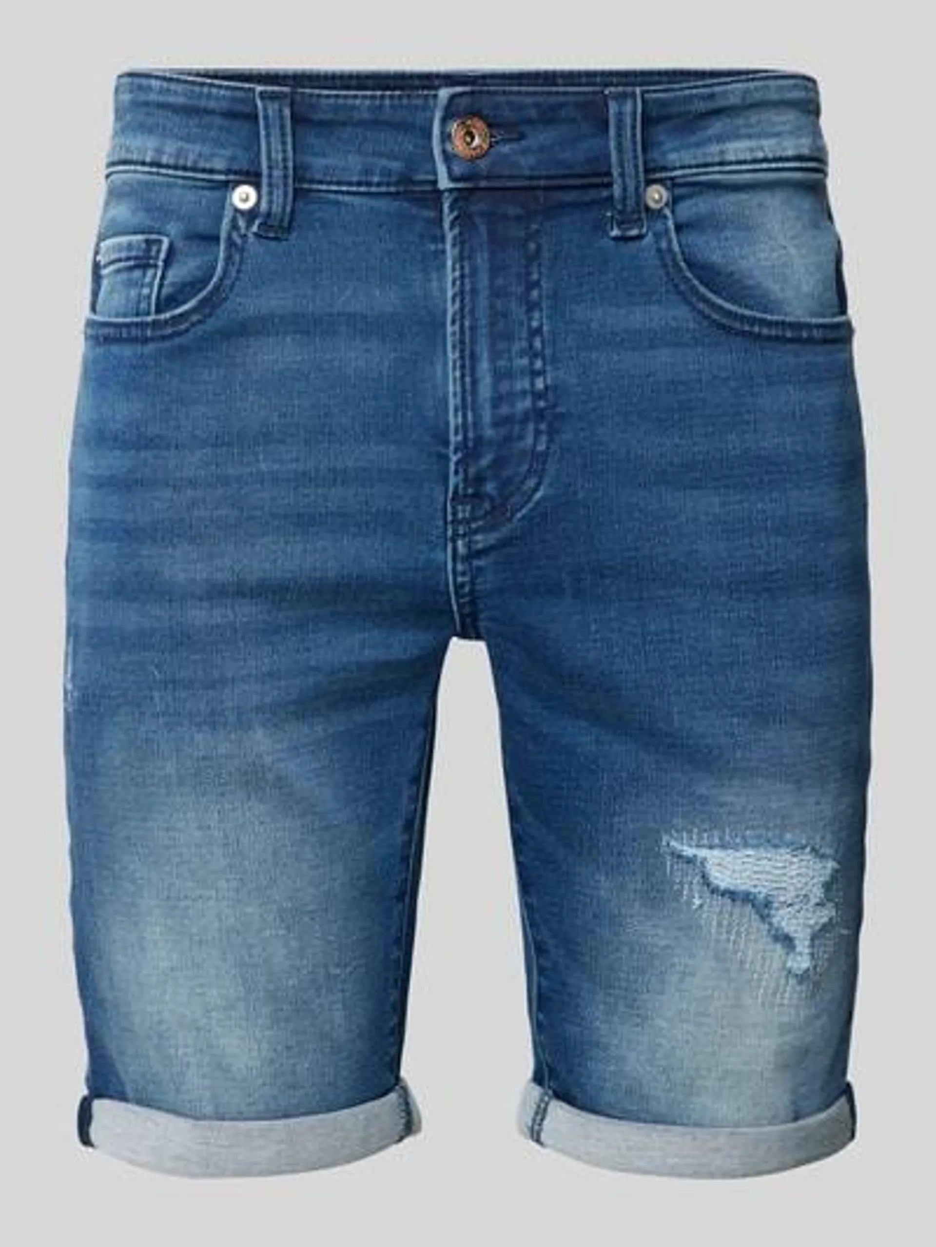 Regular Fit Jeansshorts im 5-Pocket-Design Modell 'PLY' in jeansblau