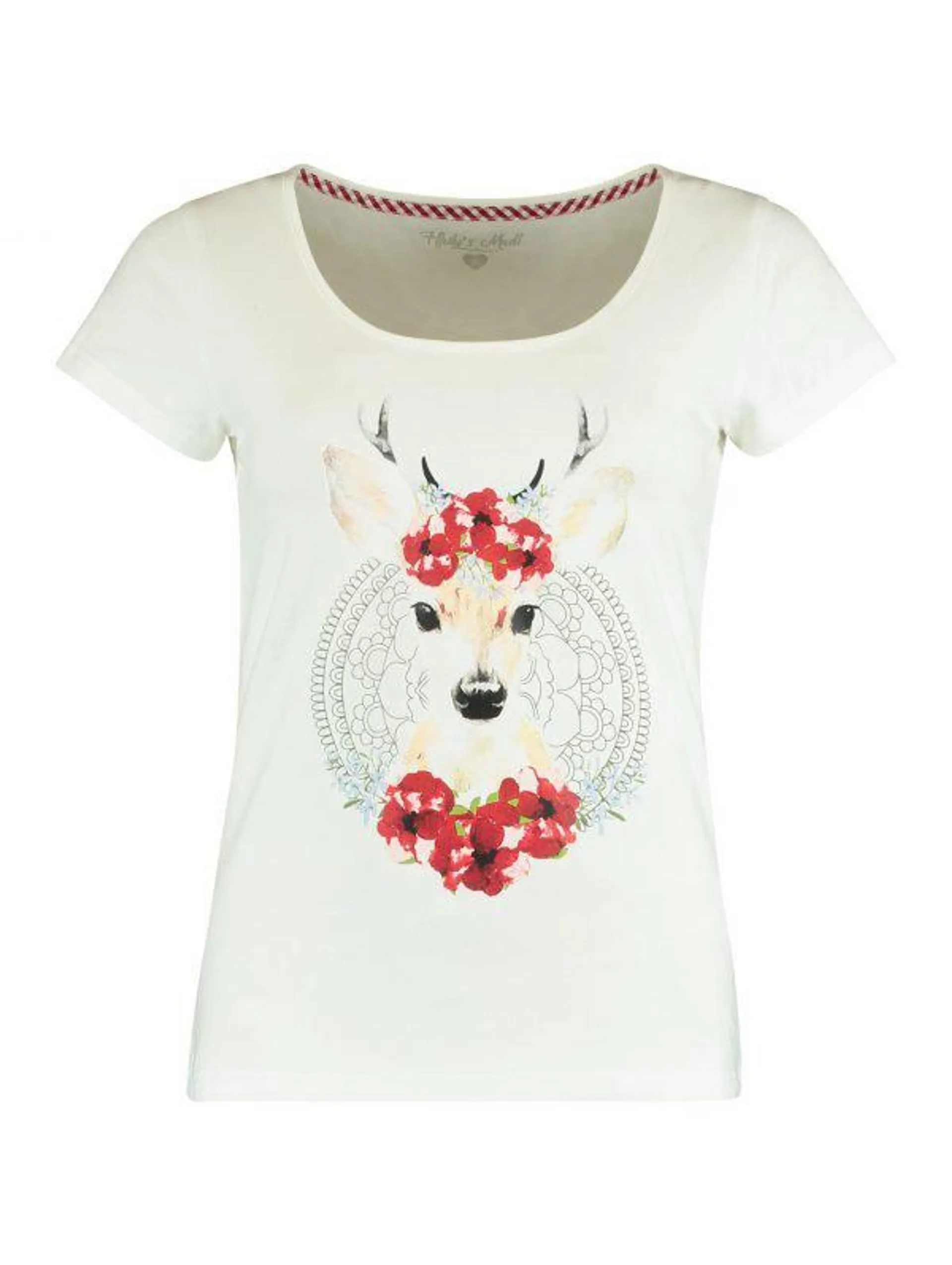 T-Shirt “Hirsch mit Blumen”, Weiß