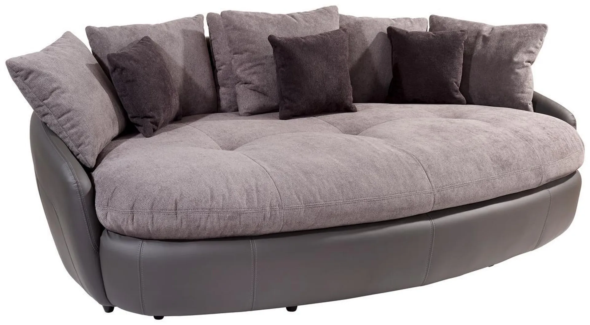 Sofa Aruba mit Kissen B: 238 cm Grau/Schwarz Lederlook