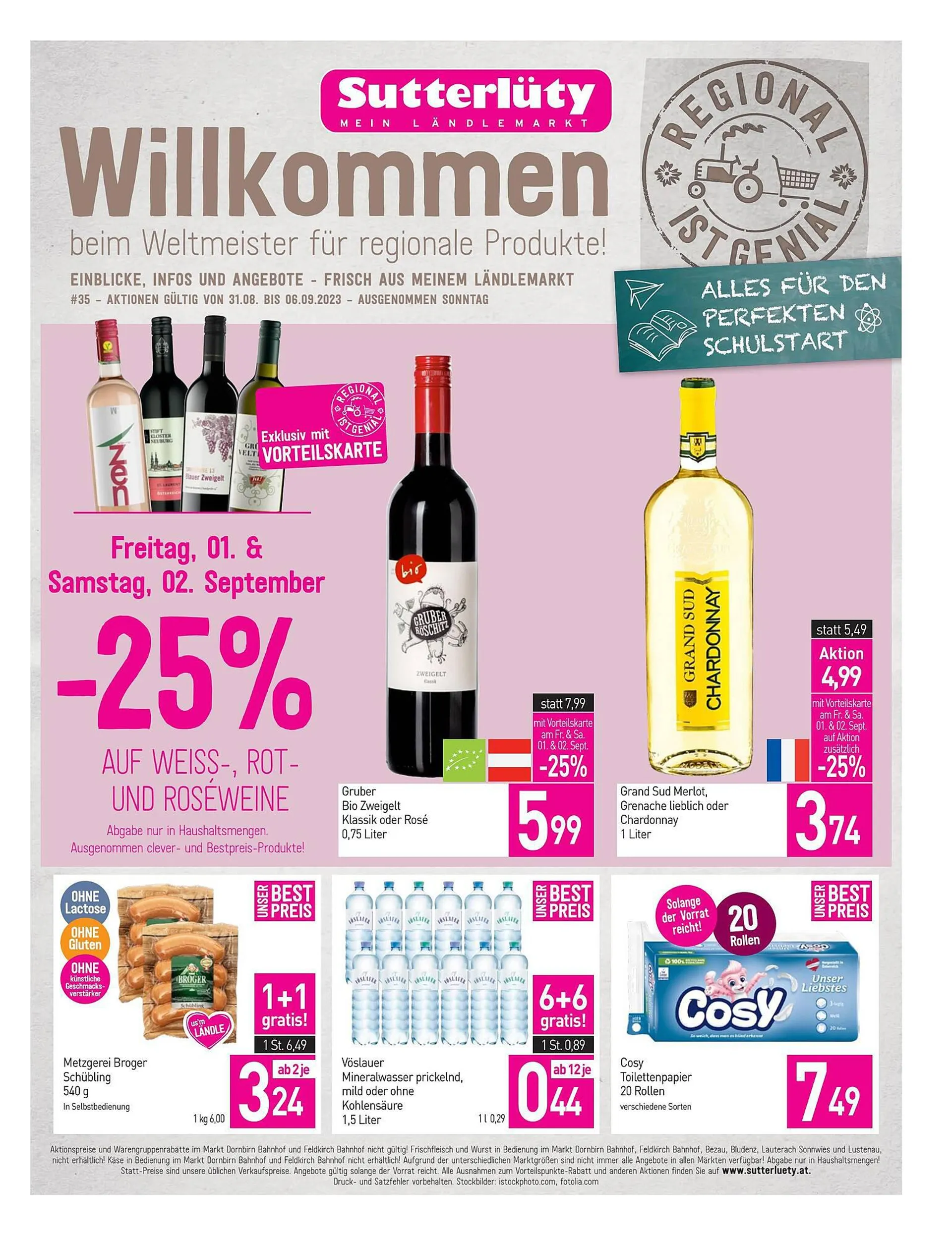 Sutterlüty Flugblatt von 31. August bis 6. September 2023 - Flugblätt seite  1
