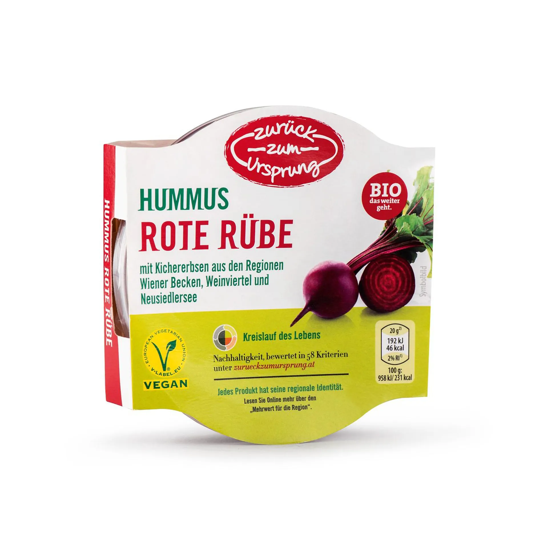 ZURÜCK ZUM URSPRUNG BIO-Hummusaufstrich, Rote Rübe