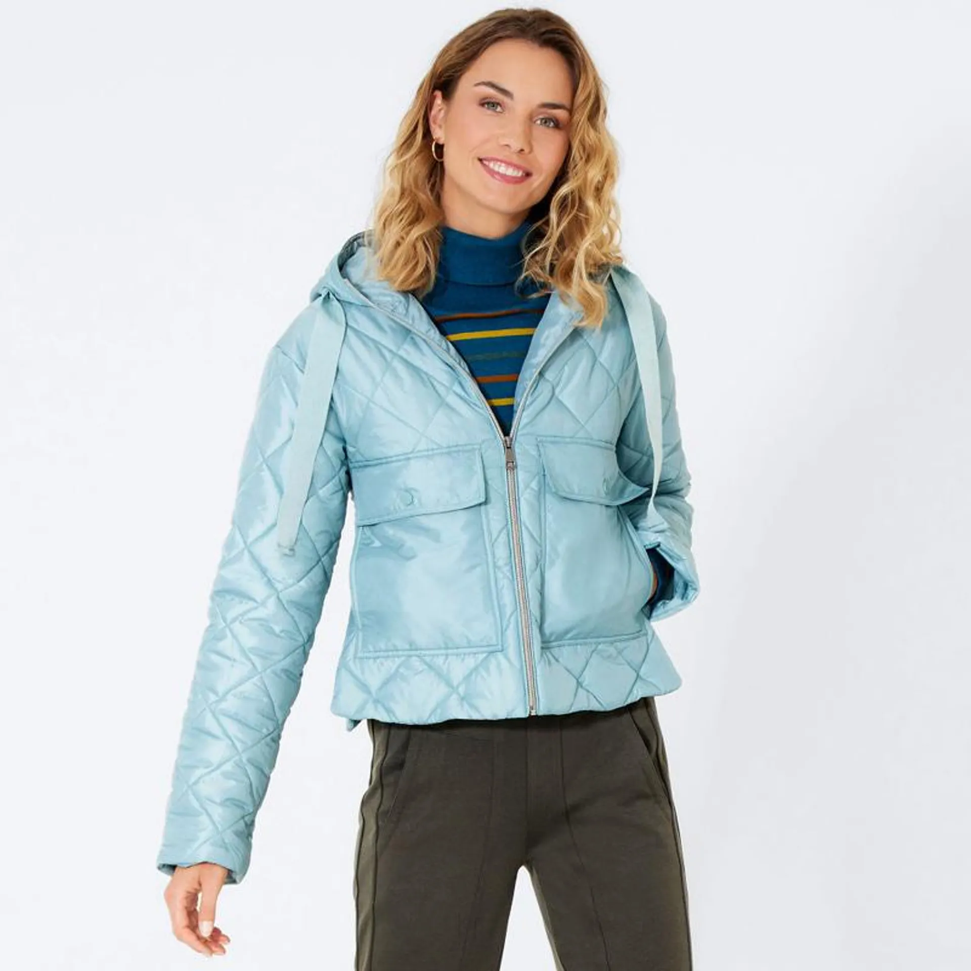 Damen-Steppjacke mit aufgesetzten Taschen