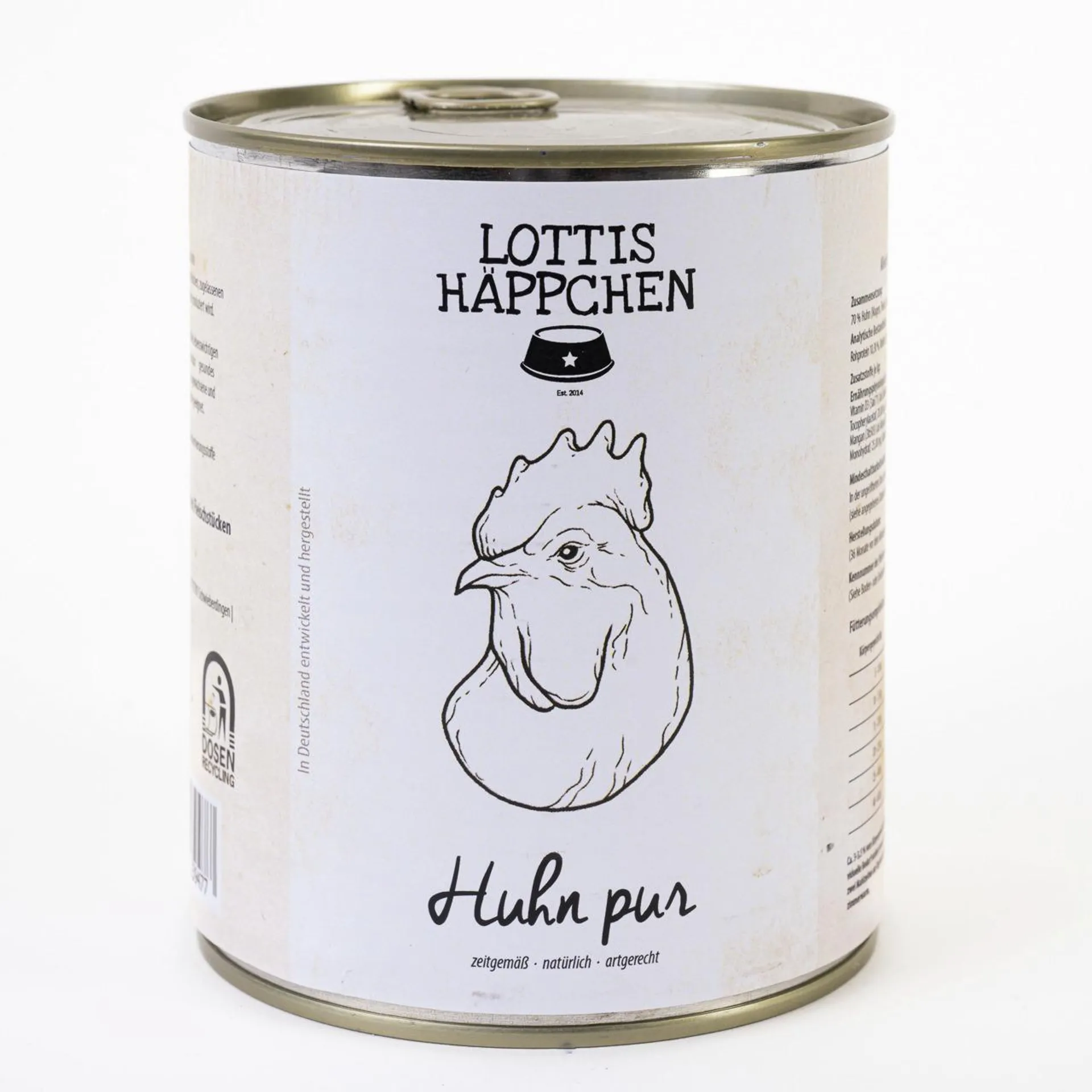 Lottis Häppchen Huhn pur Hunde Nassfutter 800 g