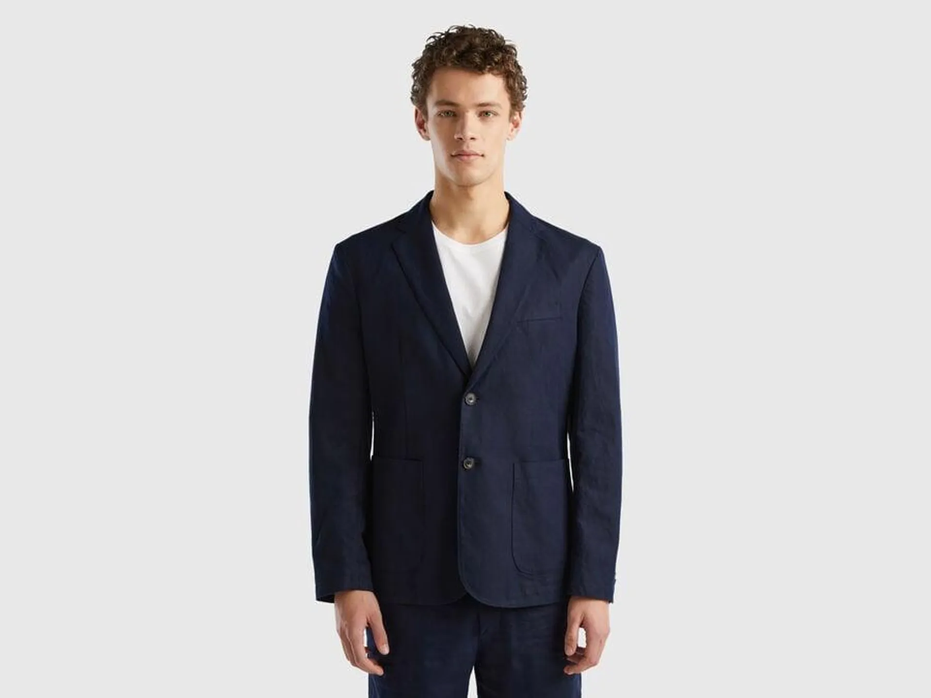 Blazer Slim fit aus Mischleinen