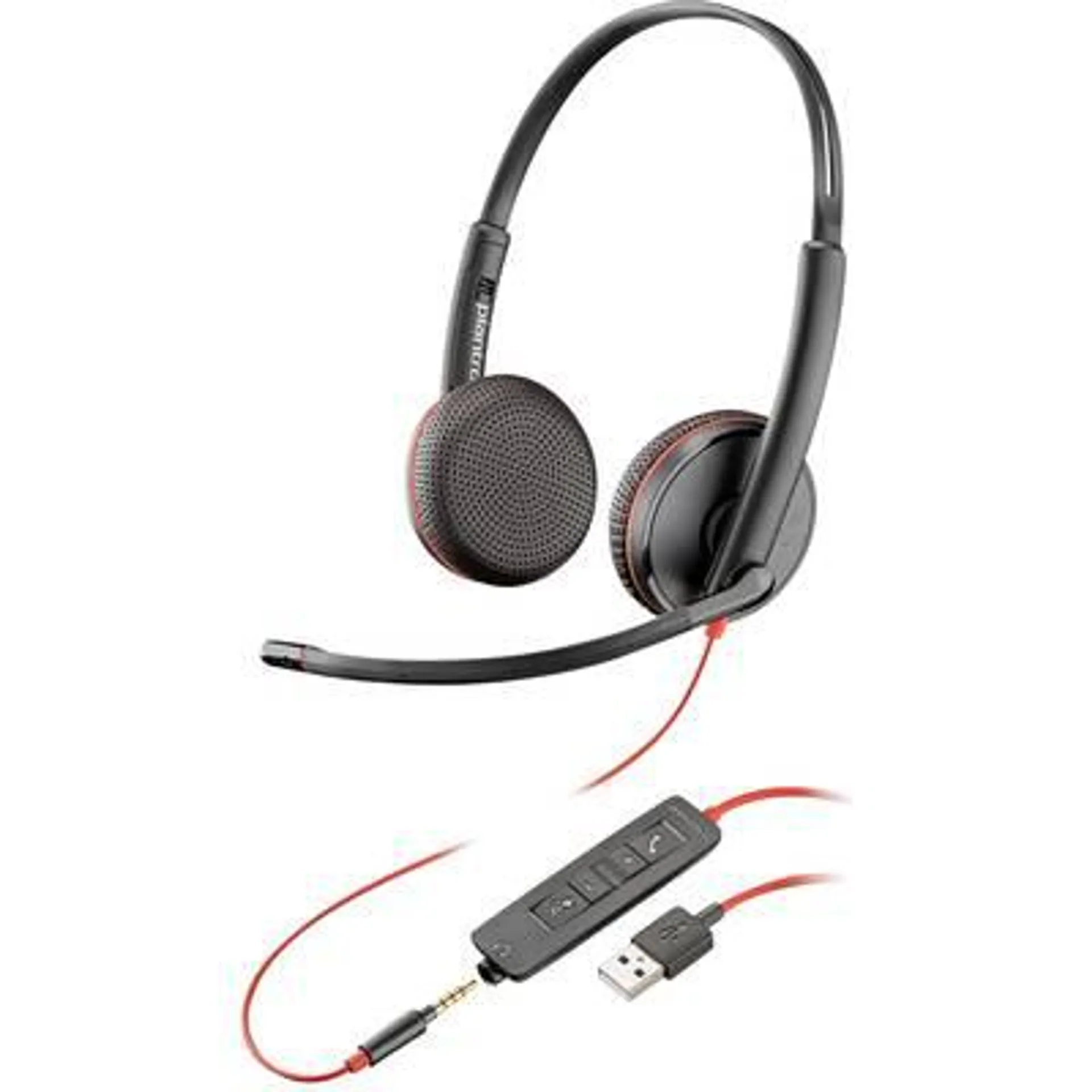 Plantronics Blackwire C3225 binaural Telefon On Ear Headset kabelgebunden Stereo Schwarz Mikrofon-Rauschunterdrückung,