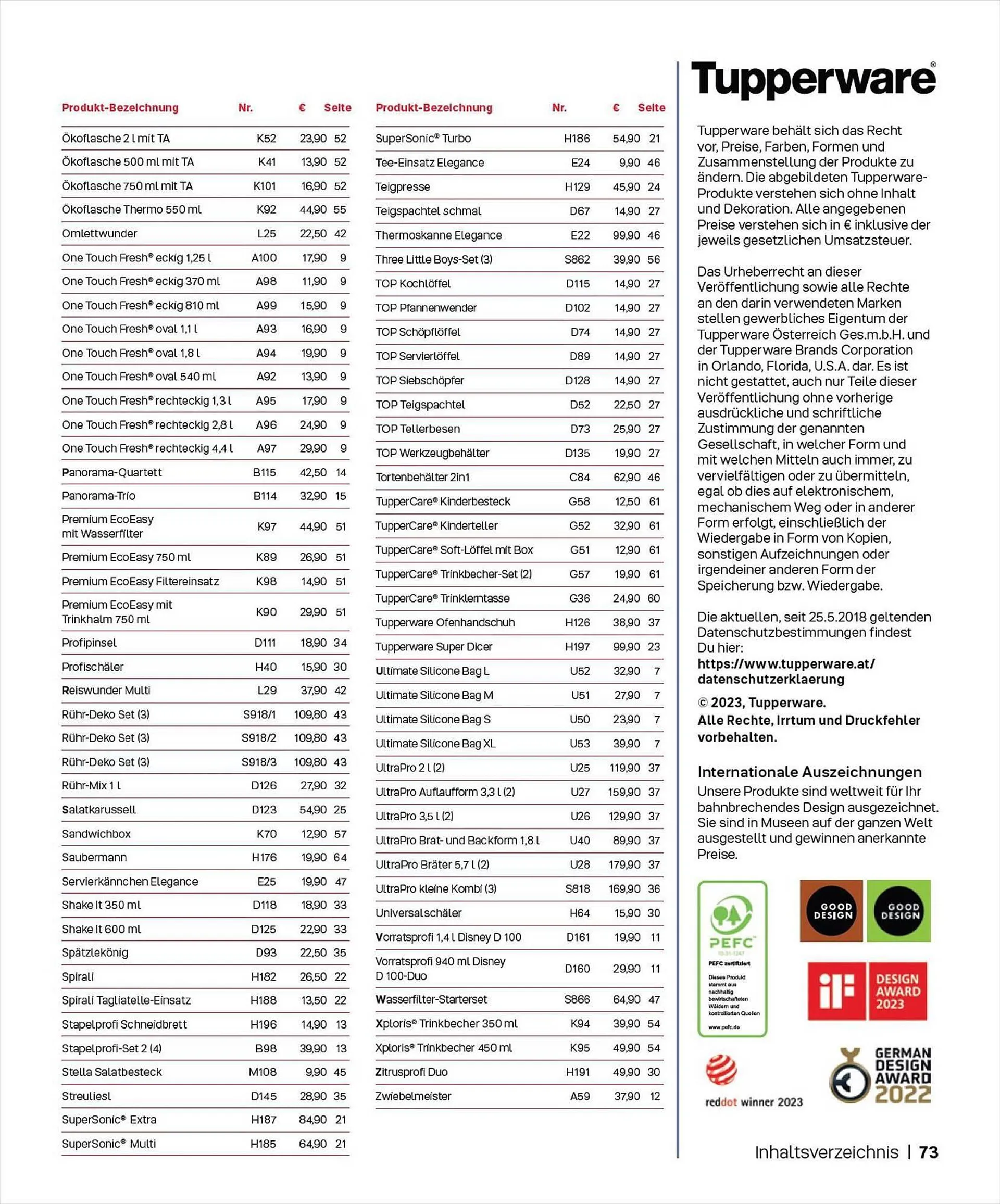Tupperware Flugblatt von 1. September bis 29. Februar 2024 - Flugblätt seite  73