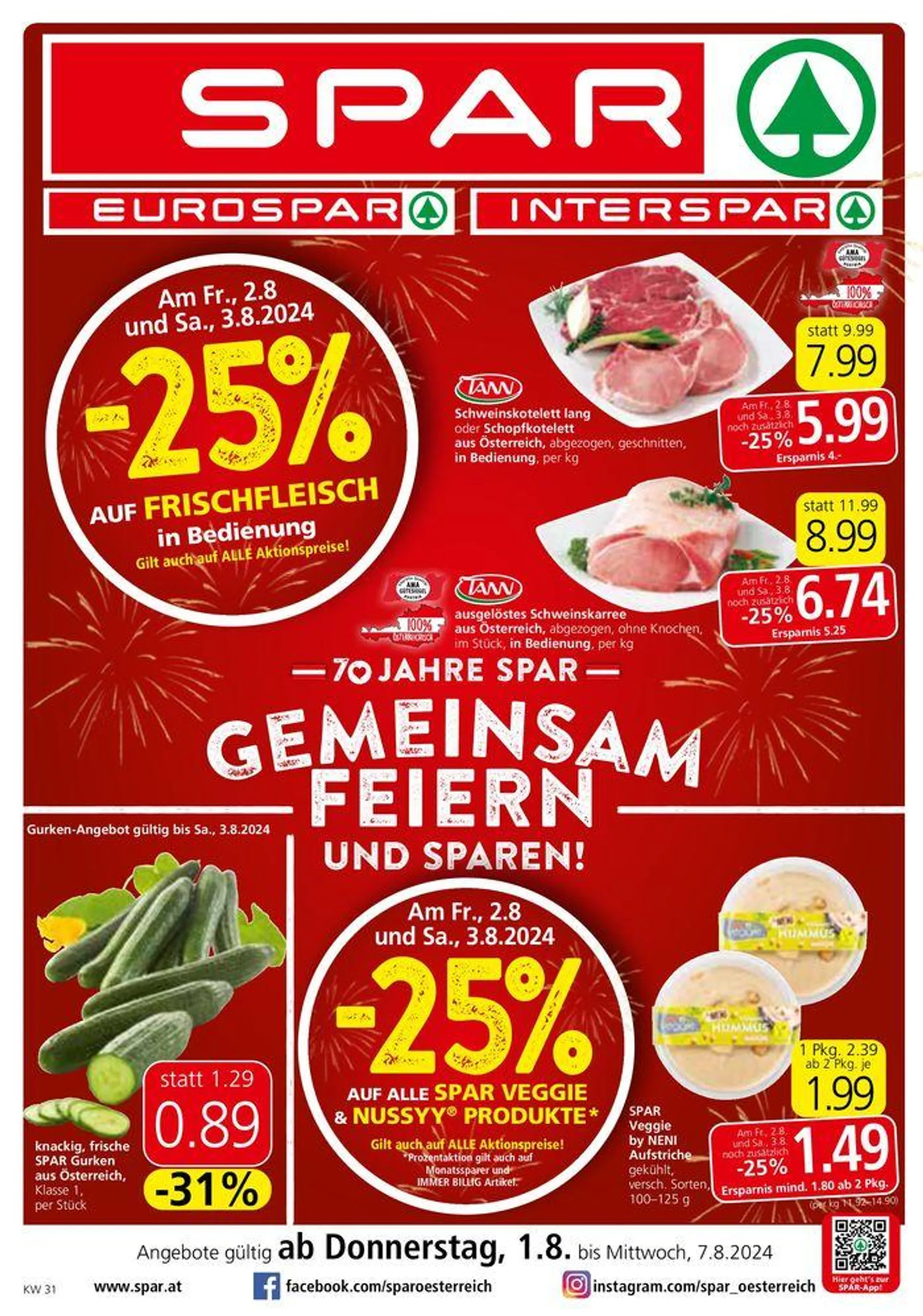Spar flugblatt von 31. Juli bis 14. August 2024 - Flugblätt seite  1